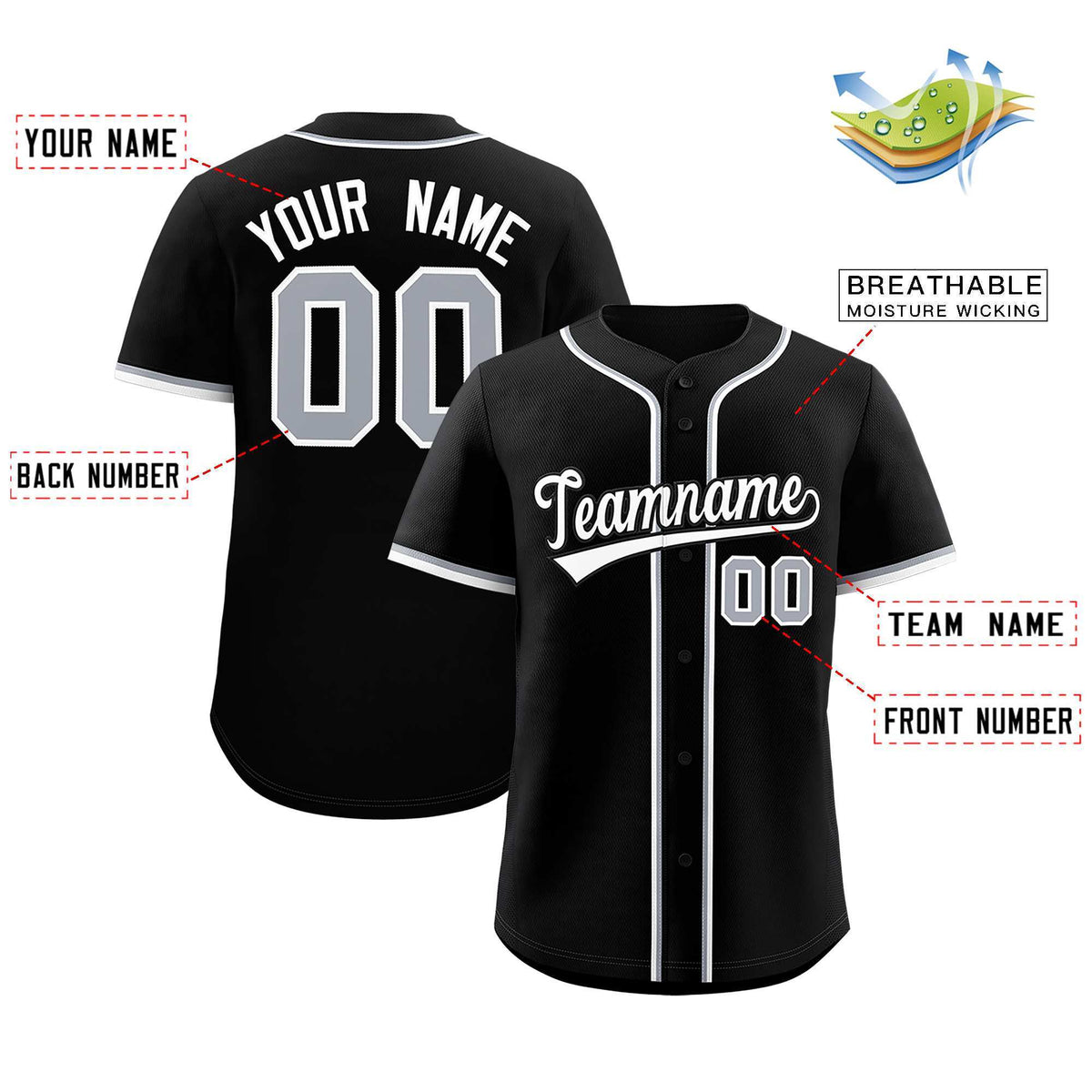 Custom Black Classic Style Authentic Baseball Jersey