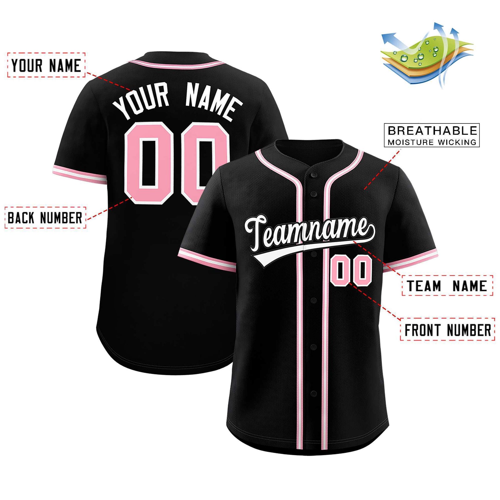 Custom Black Classic Style Authentic Baseball Jersey