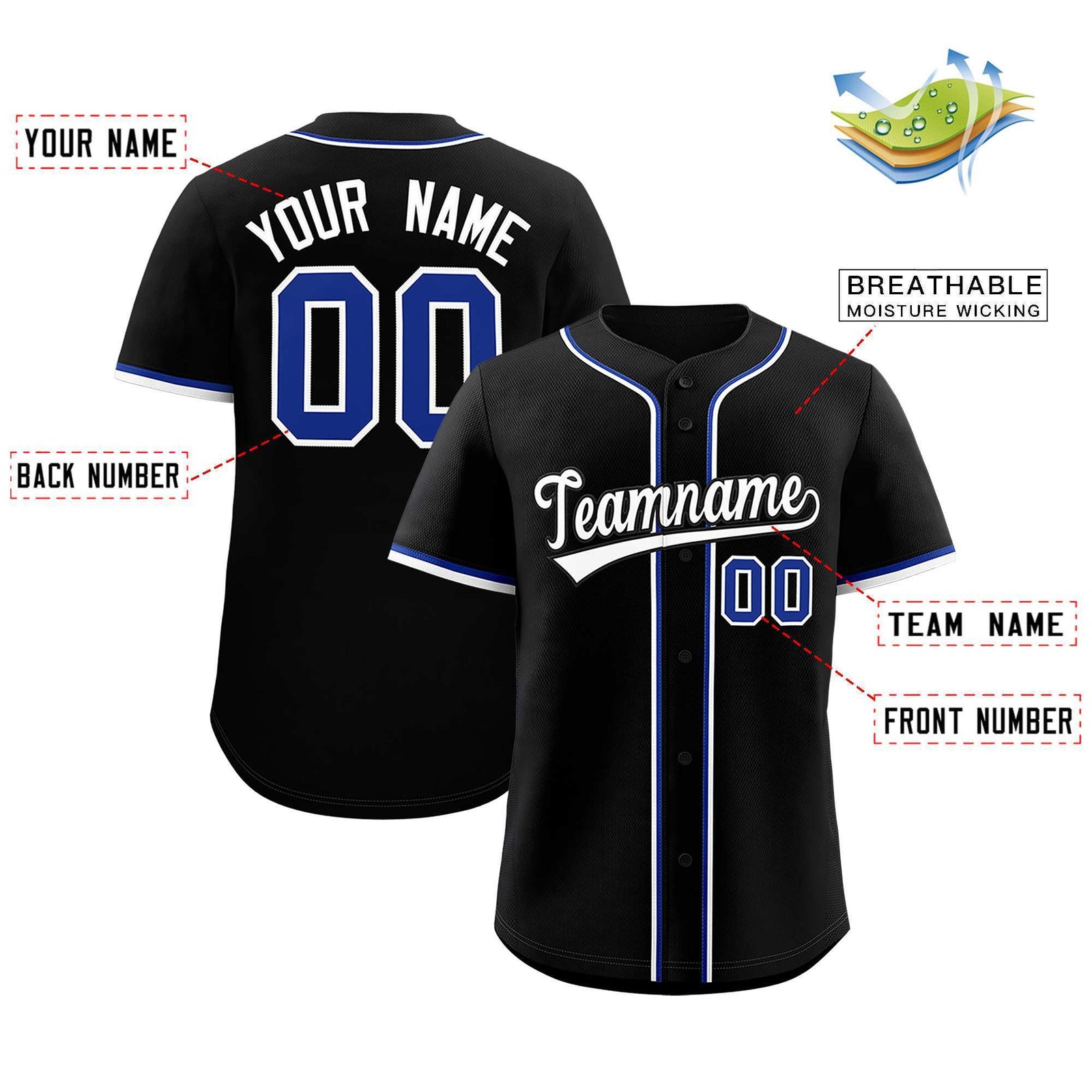 Custom Black Classic Style Authentic Baseball Jersey