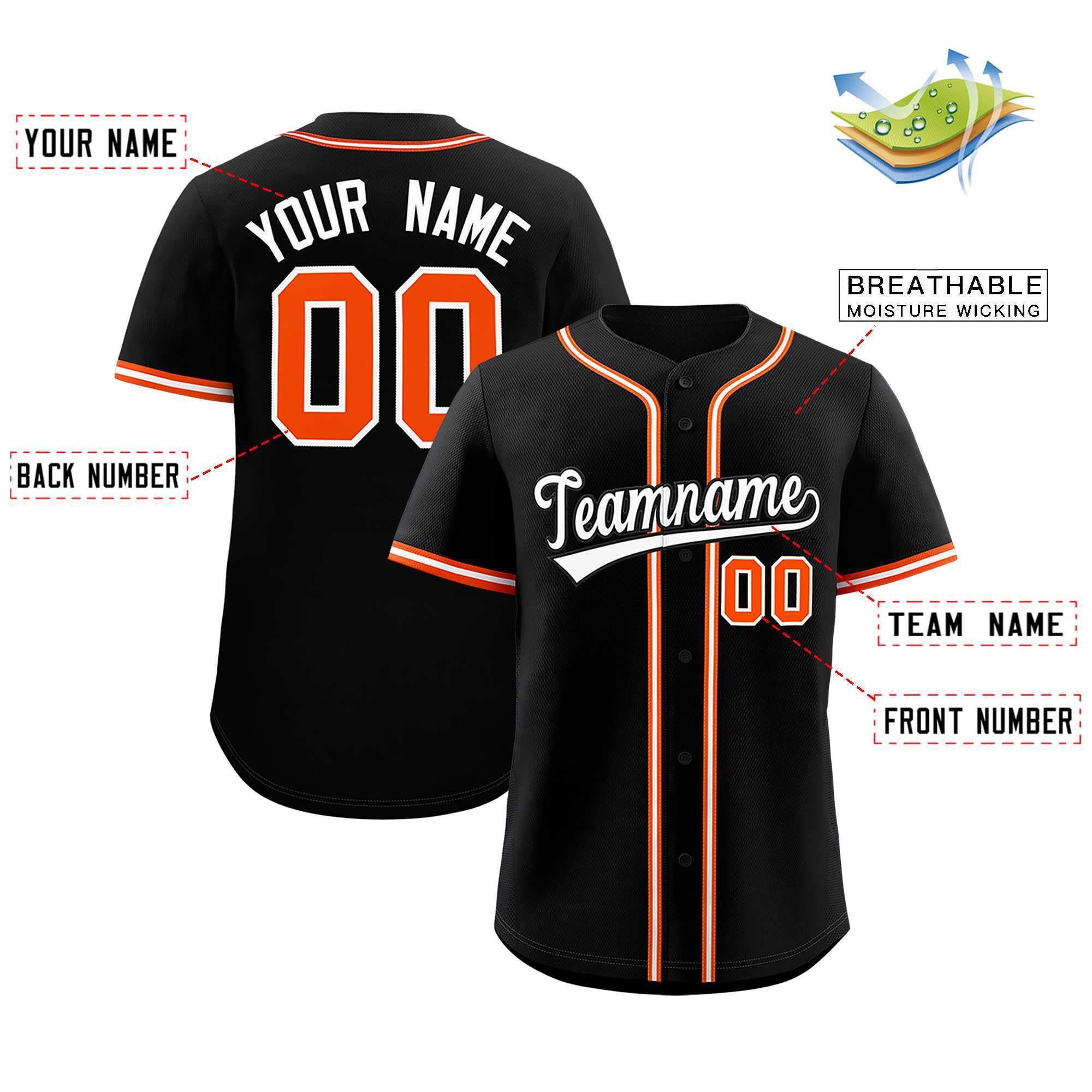 Custom Black Classic Style Authentic Baseball Jersey