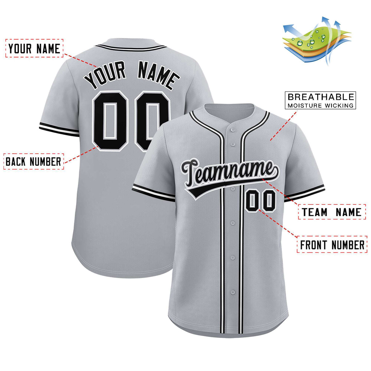 Custom Gray Classic Style Authentic Baseball Jersey