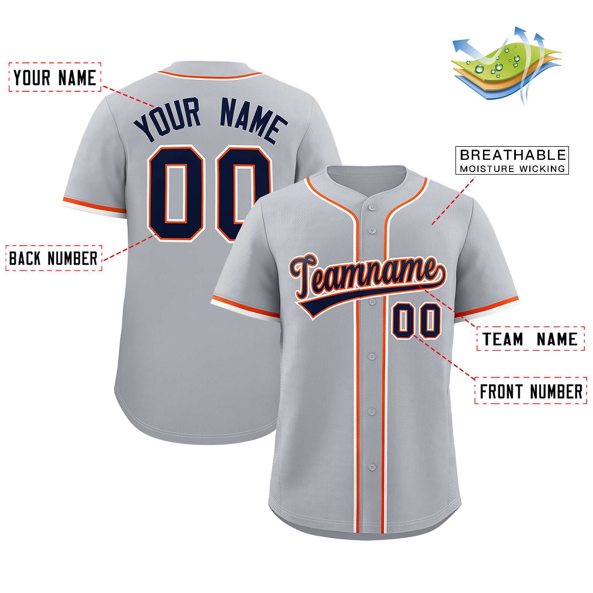 Custom Gray Classic Style Authentic Baseball Jersey