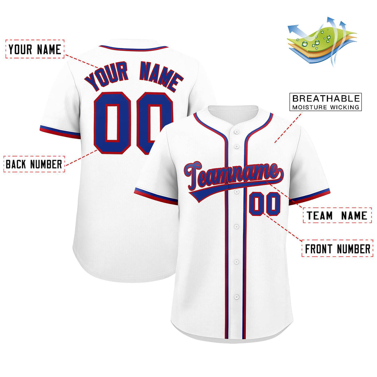 Custom White Classic Style Authentic Baseball Jersey