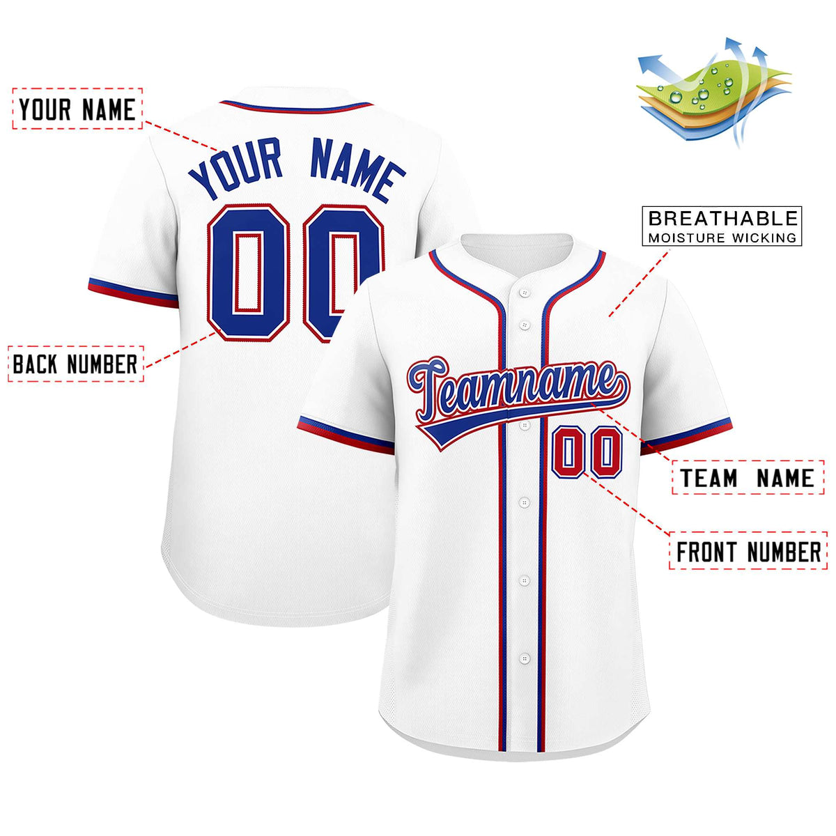 Custom White Classic Style Authentic Baseball Jersey