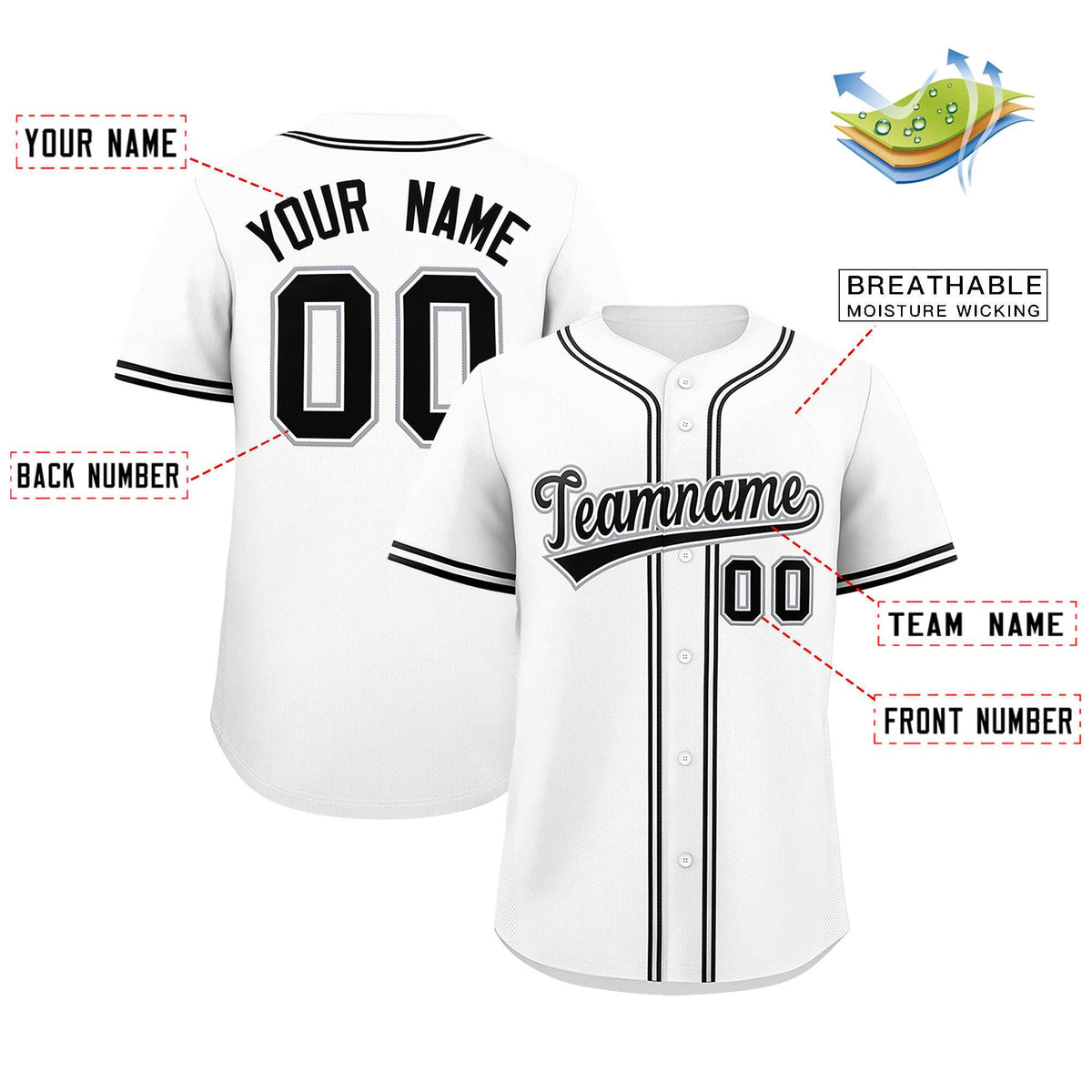 Custom White Classic Style Authentic Baseball Jersey