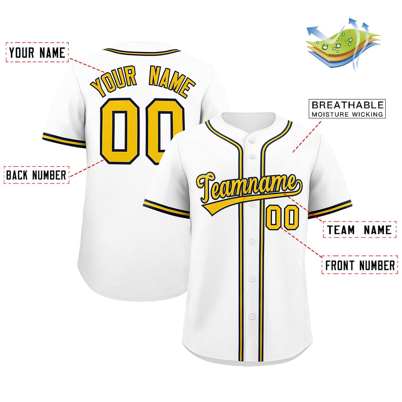 Custom White Classic Style Authentic Baseball Jersey