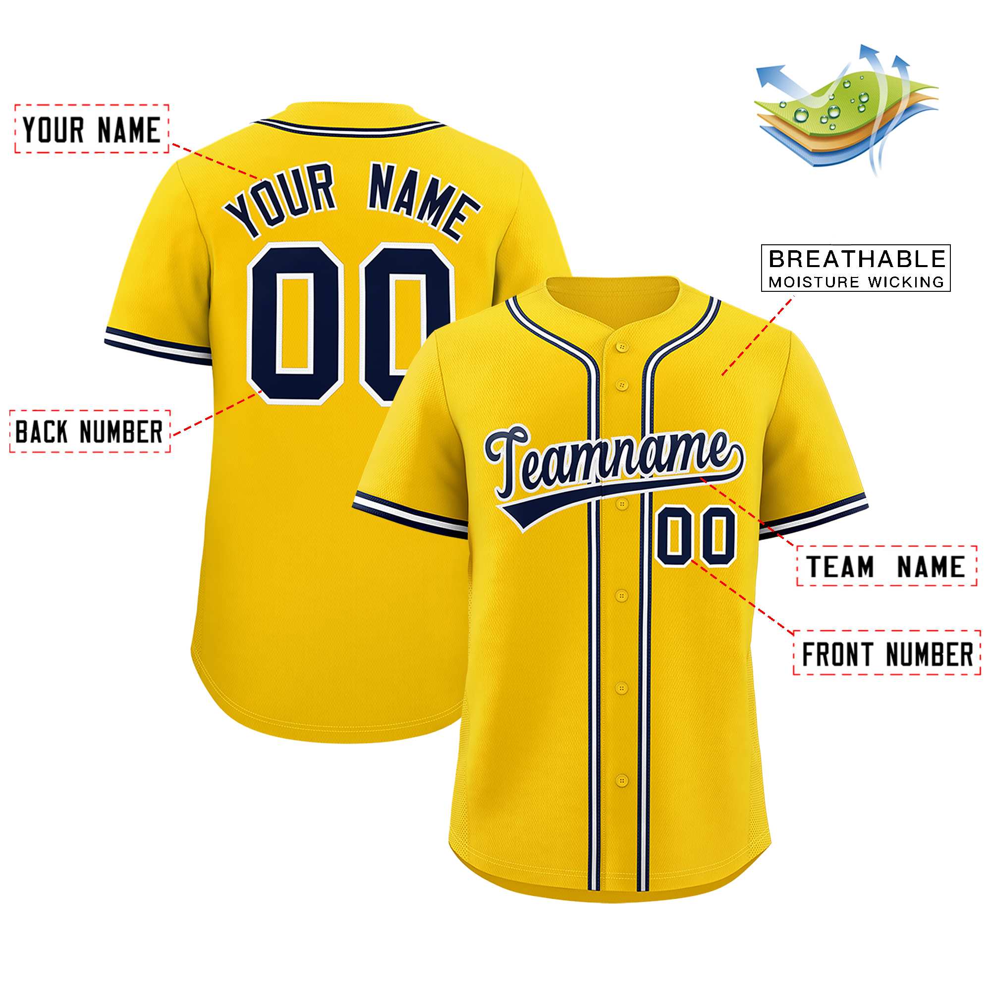 Custom Gold Classic Style Authentic Baseball Jersey