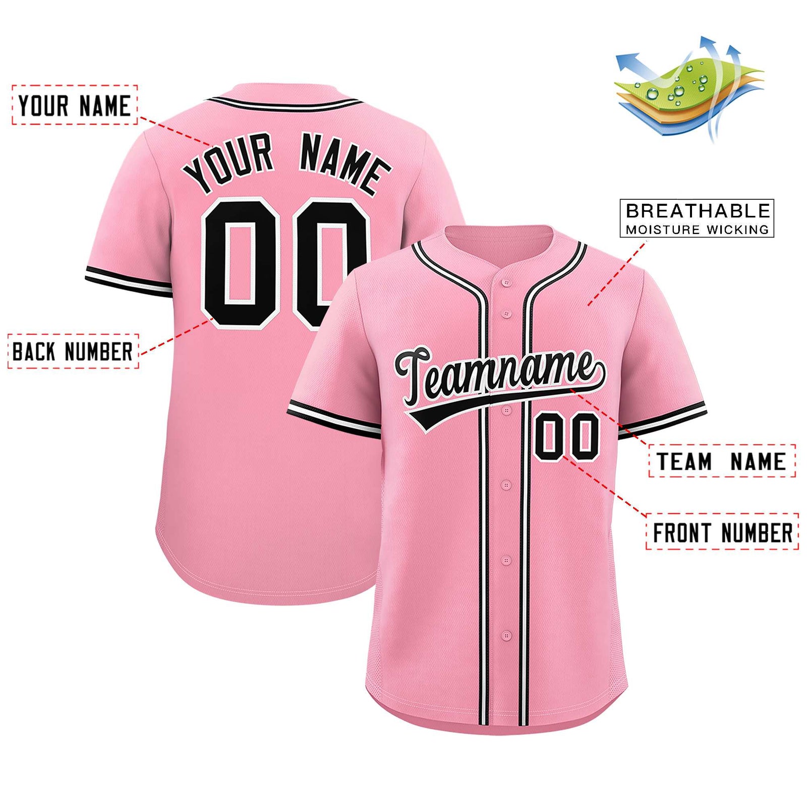 Custom Light Pink Classic Style Authentic Baseball Jersey