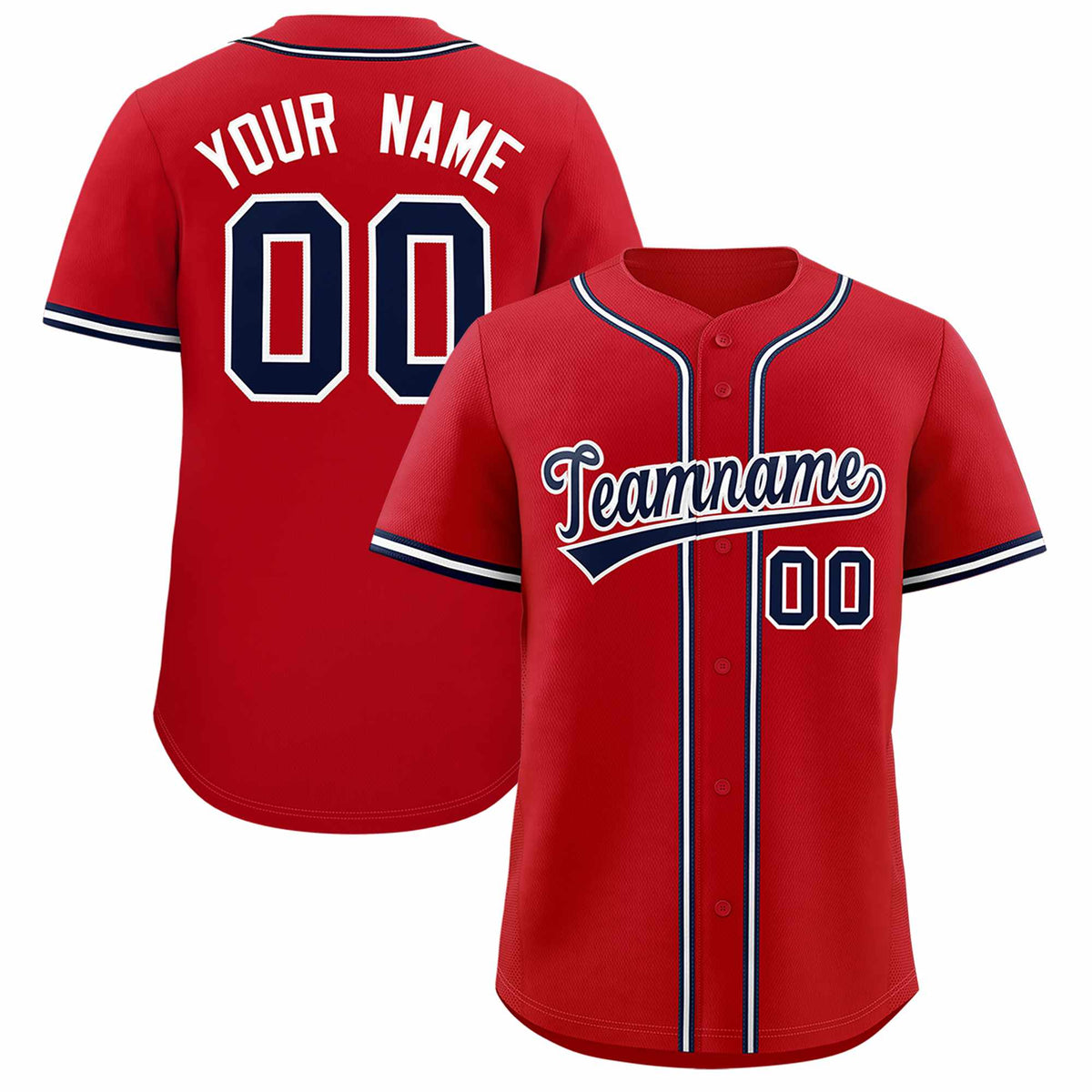 Custom Red Classic Style Authentic Baseball Jersey