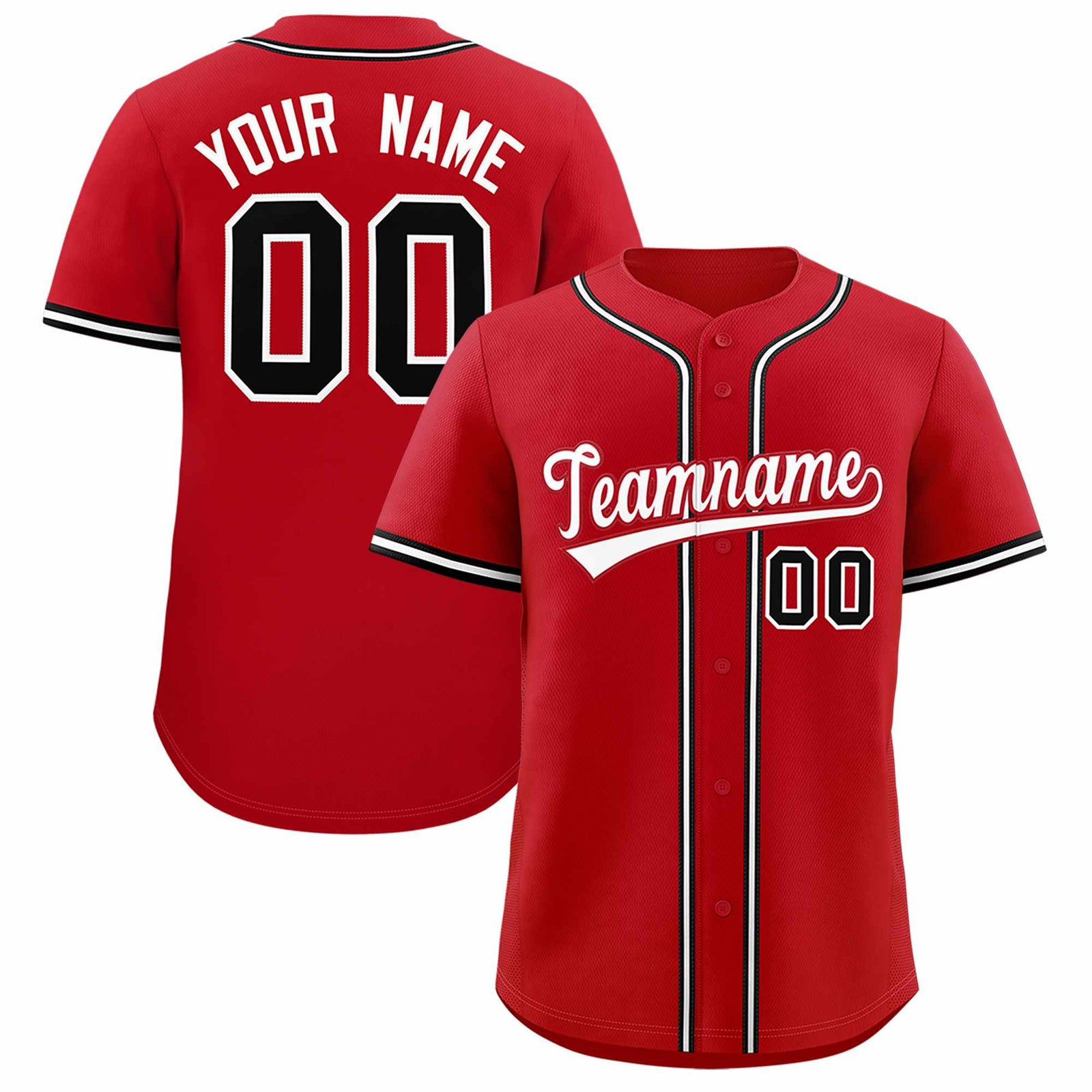Custom Red Classic Style Authentic Baseball Jersey