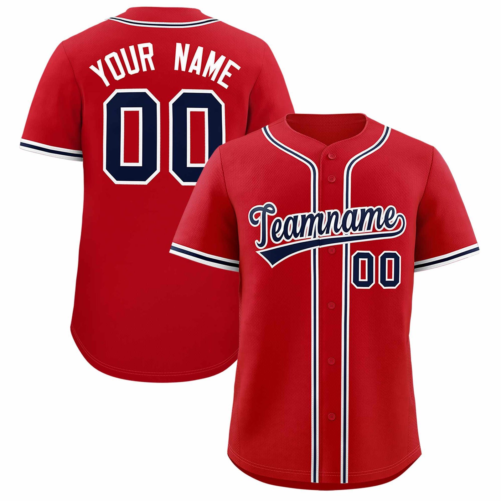 Custom Red Classic Style Authentic Baseball Jersey