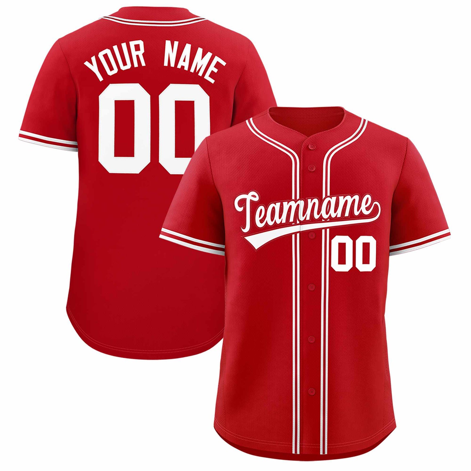 Custom Red Classic Style Authentic Baseball Jersey