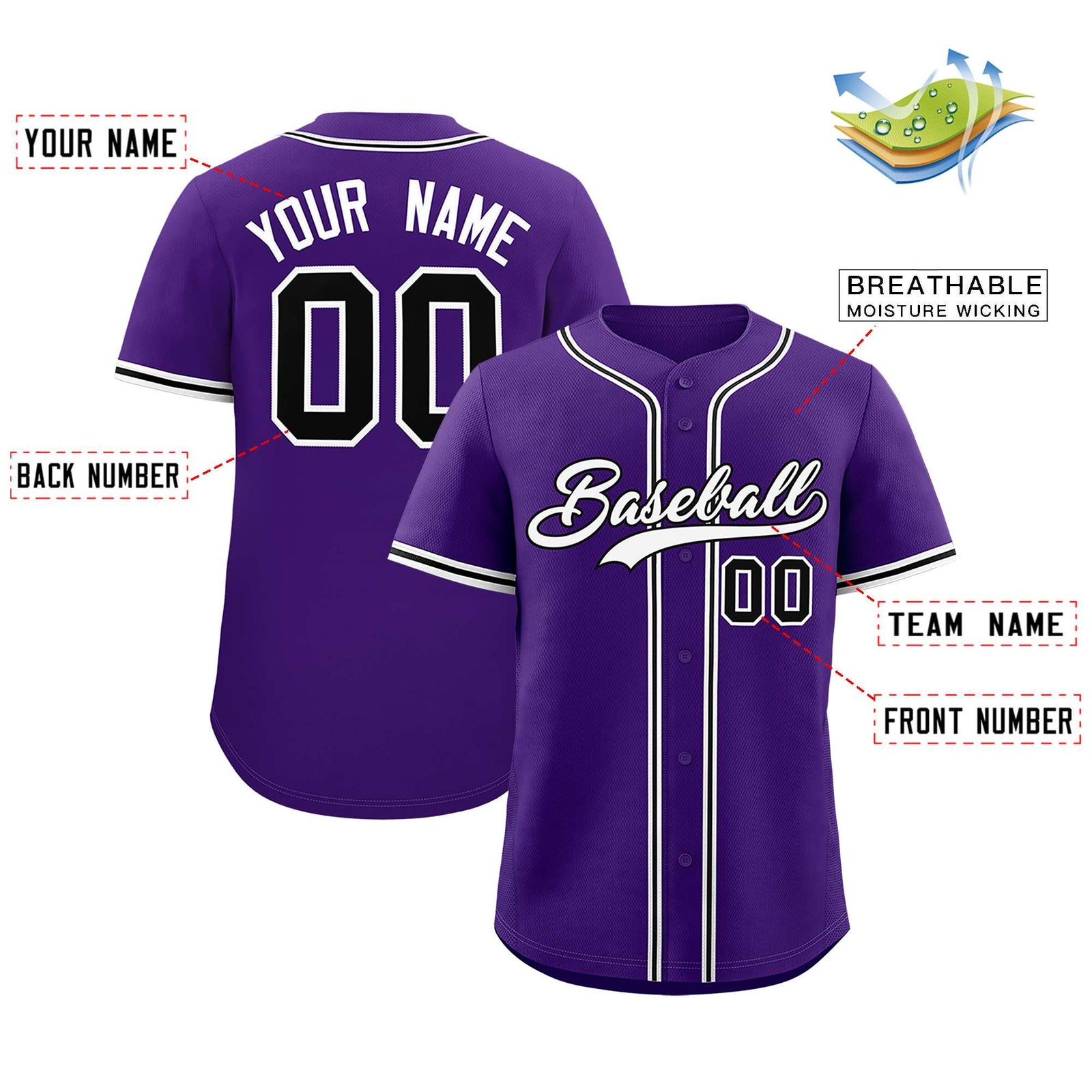 Custom Purple Classic Style Authentic Baseball Jersey