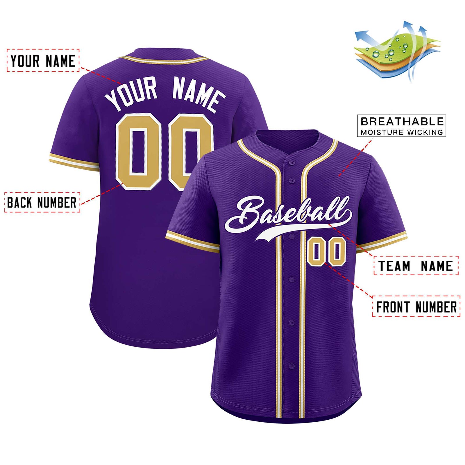 Custom Purple Classic Style Authentic Baseball Jersey