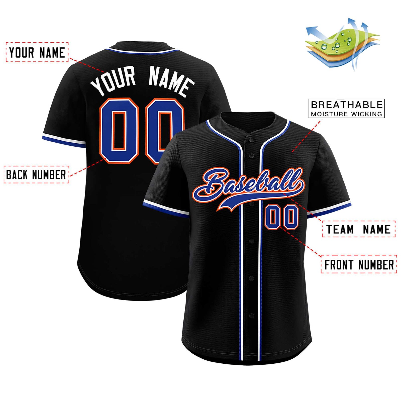 Custom Black Classic Style Authentic Baseball Jersey