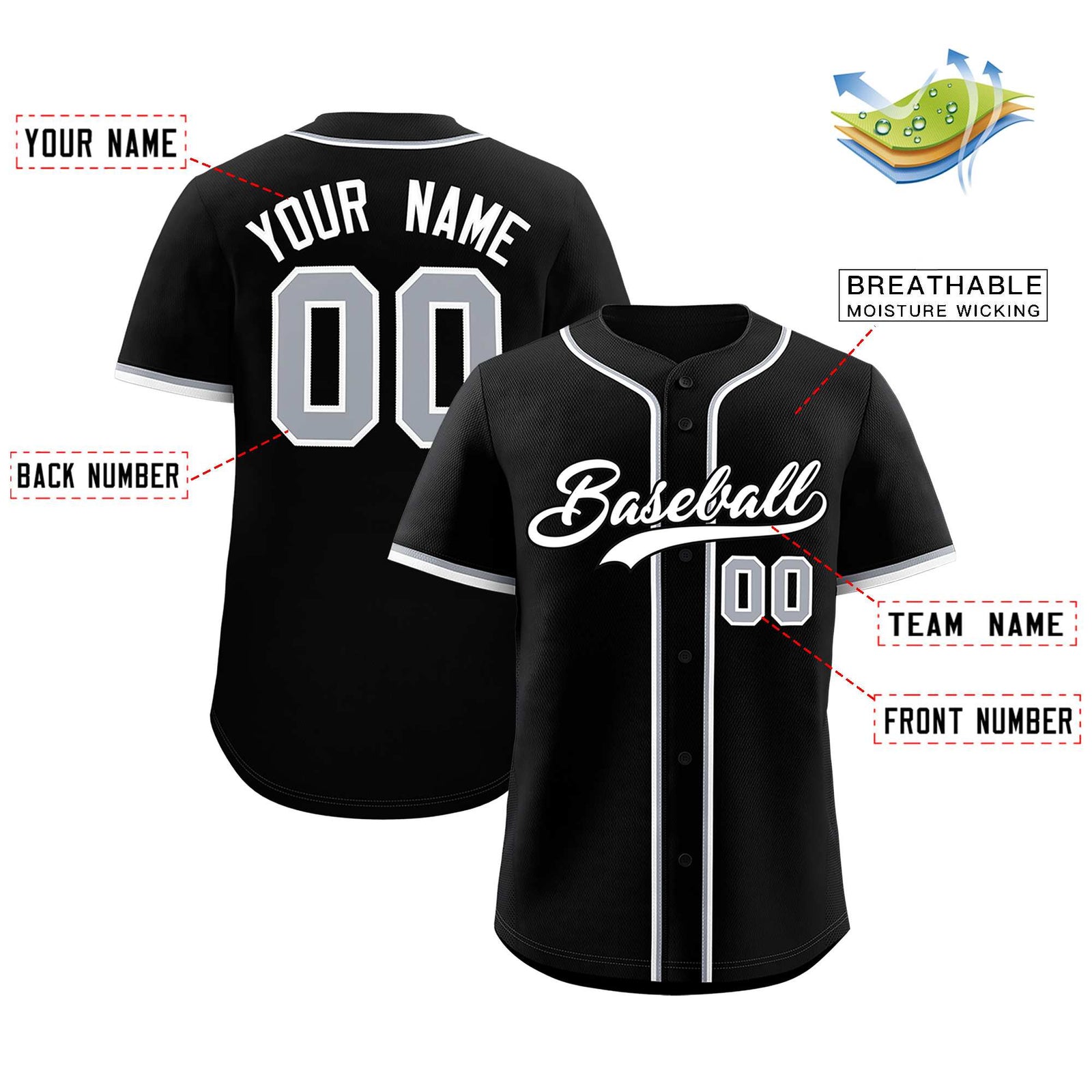 Custom Black Classic Style Authentic Baseball Jersey