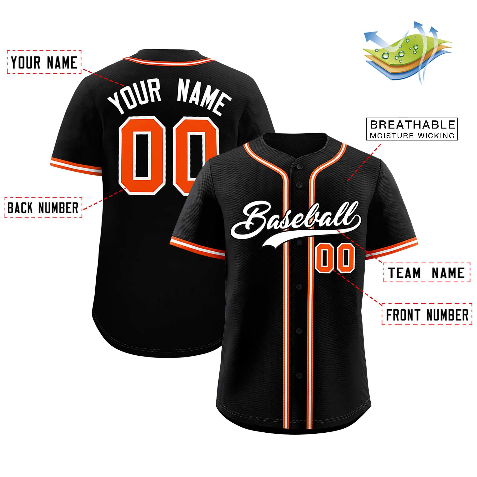 Custom Black Classic Style Authentic Baseball Jersey
