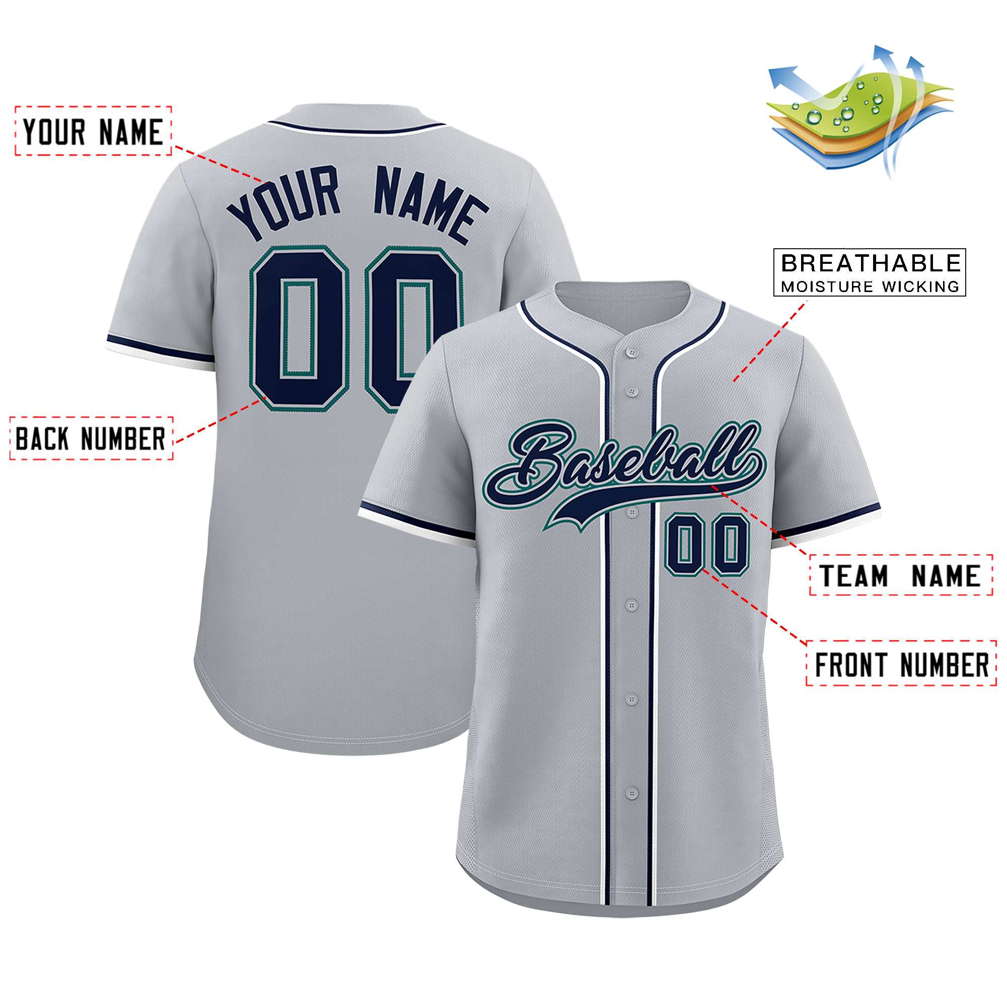 Custom Gray Classic Style Authentic Baseball Jersey