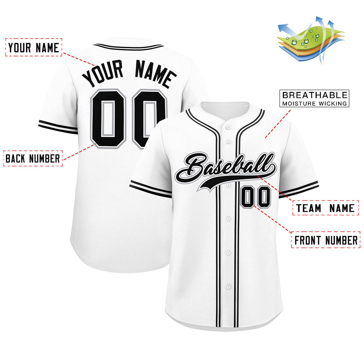 Custom White Classic Style Authentic Baseball Jersey