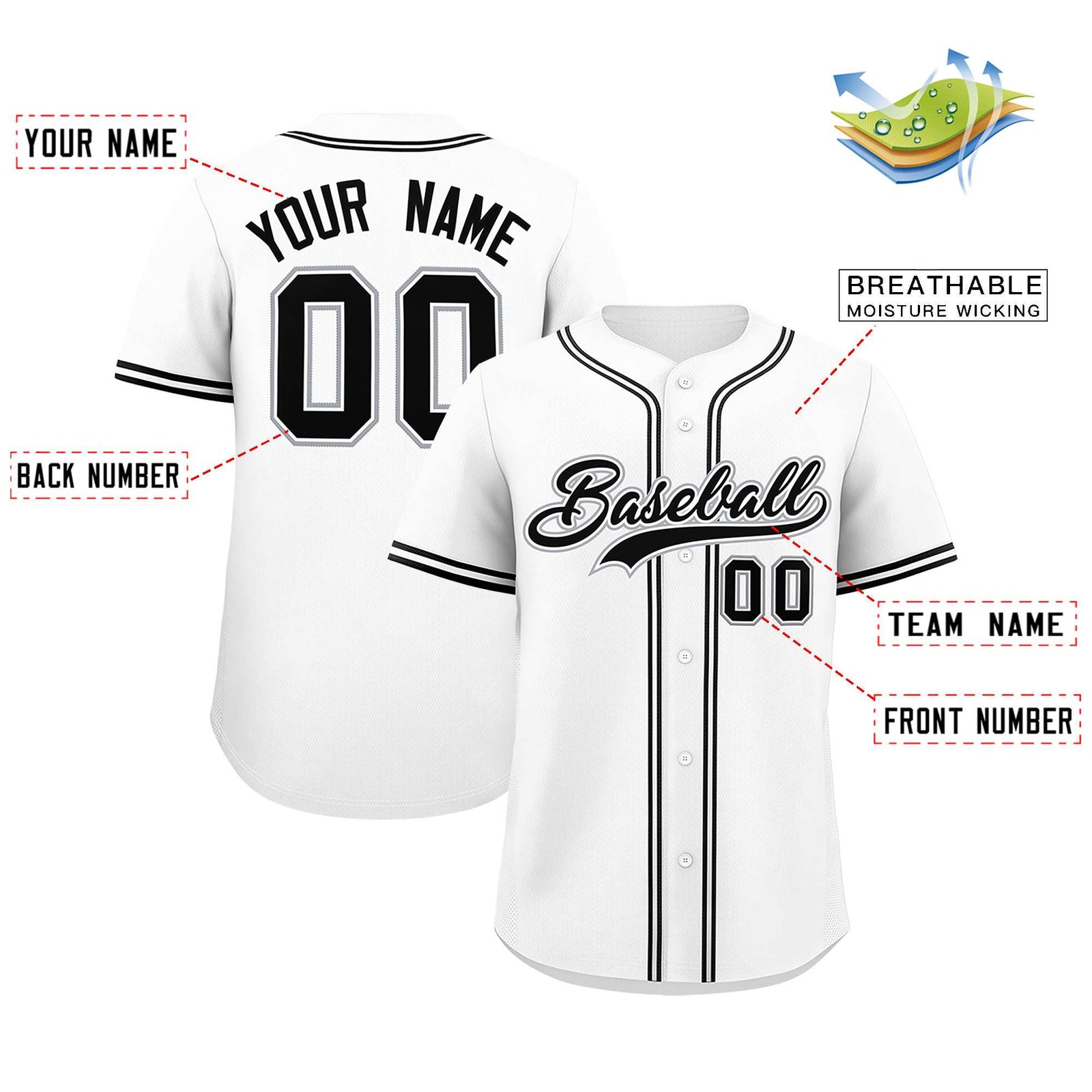 Custom White Classic Style Authentic Baseball Jersey