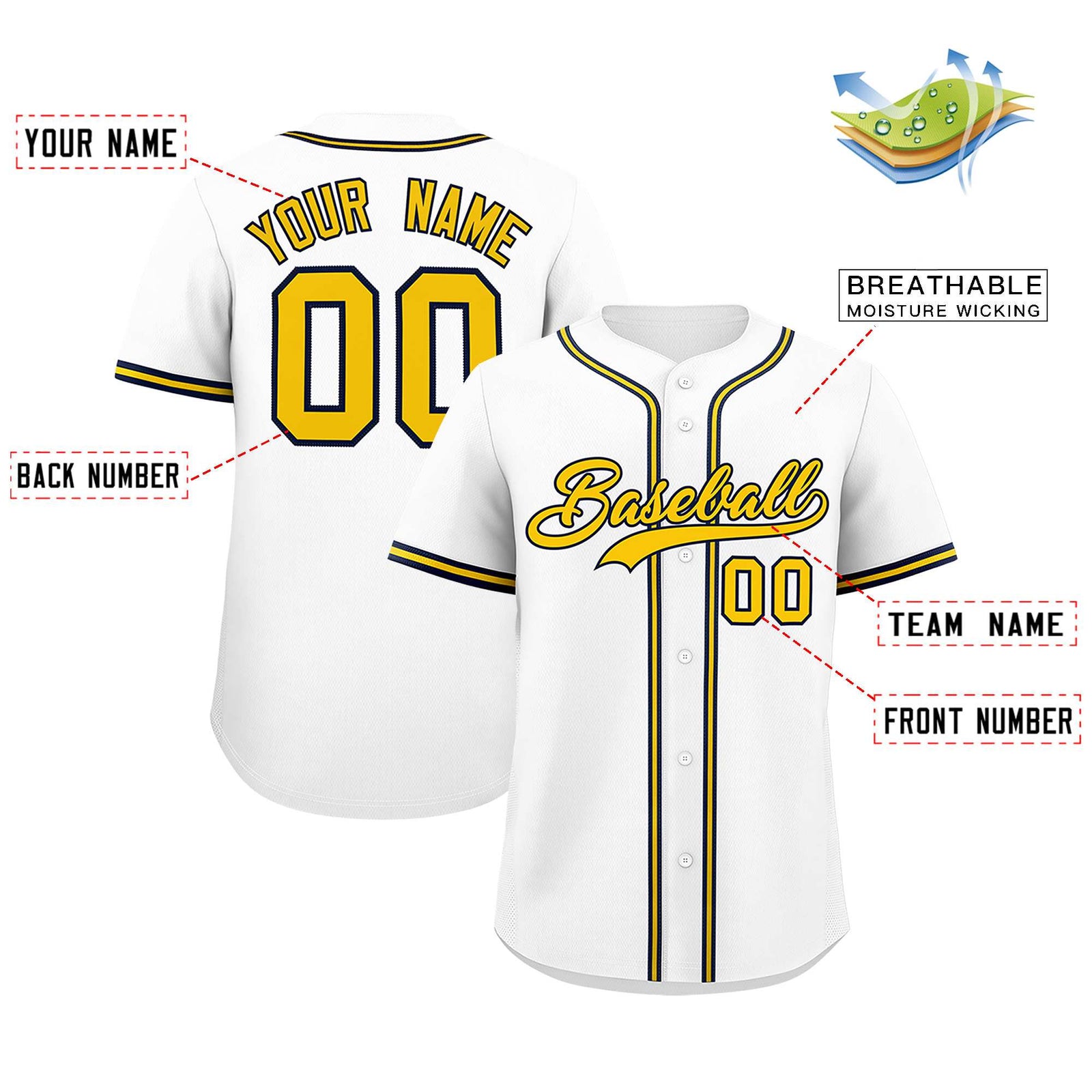 Custom White Classic Style Authentic Baseball Jersey