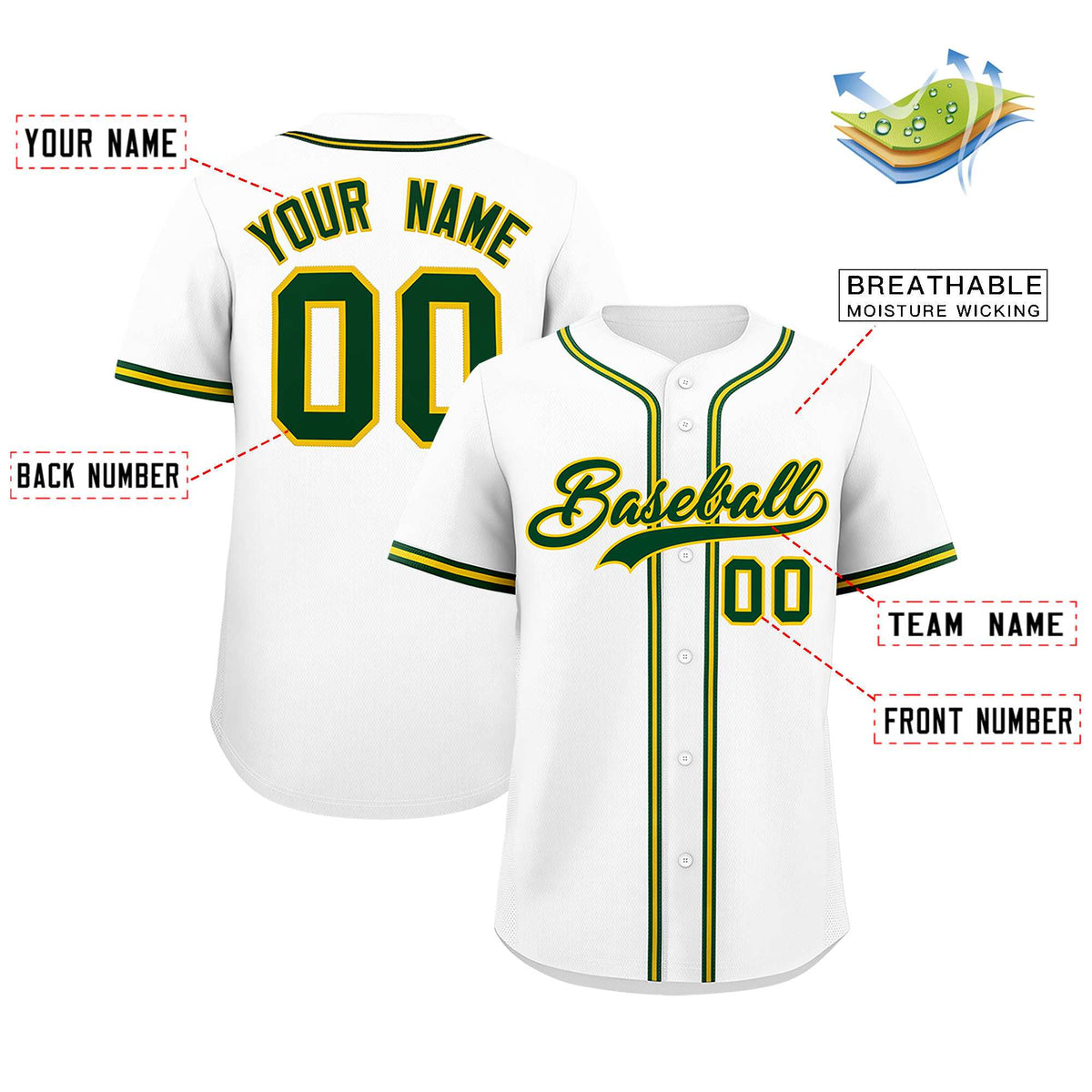 Custom White Classic Style Authentic Baseball Jersey