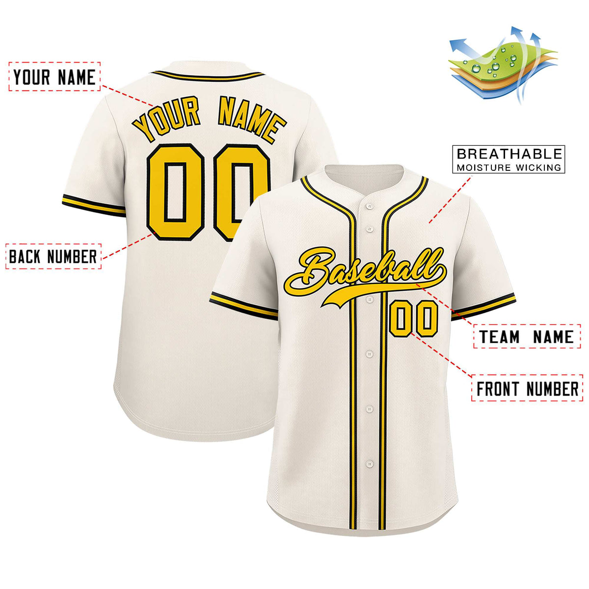 Custom Cream Classic Style Authentic Baseball Jersey