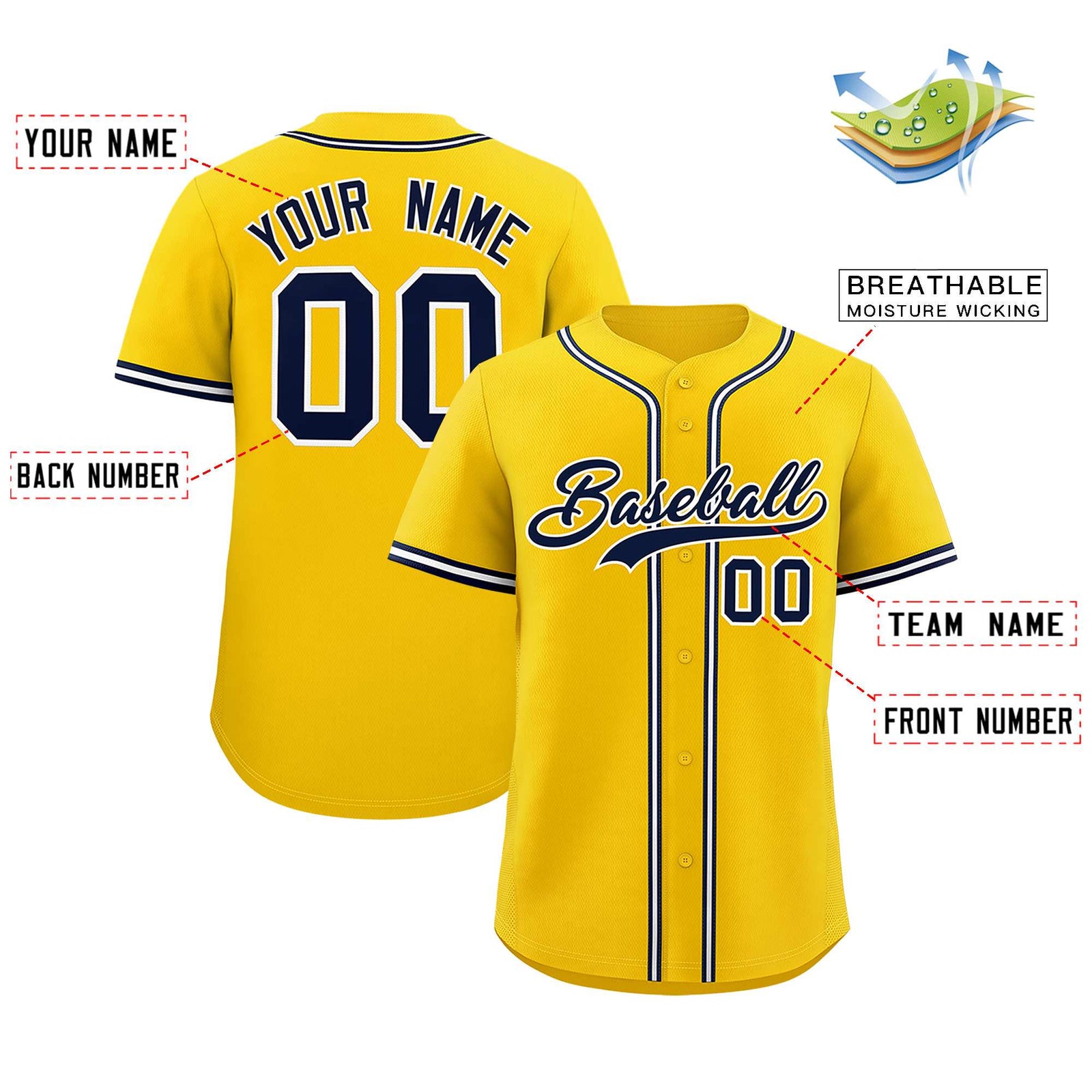 Custom Gold Classic Style Authentic Baseball Jersey