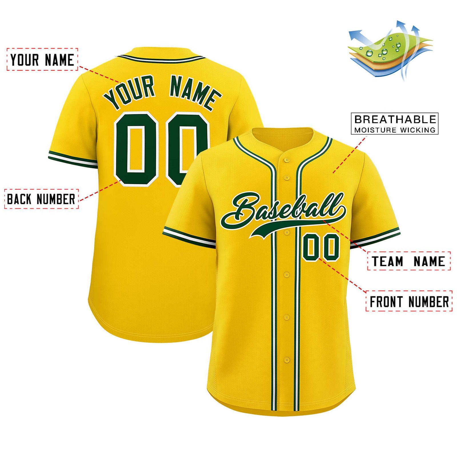 Custom Gold Classic Style Authentic Baseball Jersey