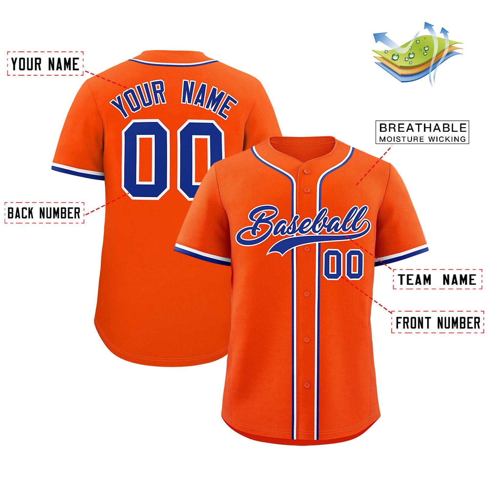 Custom Orange Classic Style Authentic Baseball Jersey