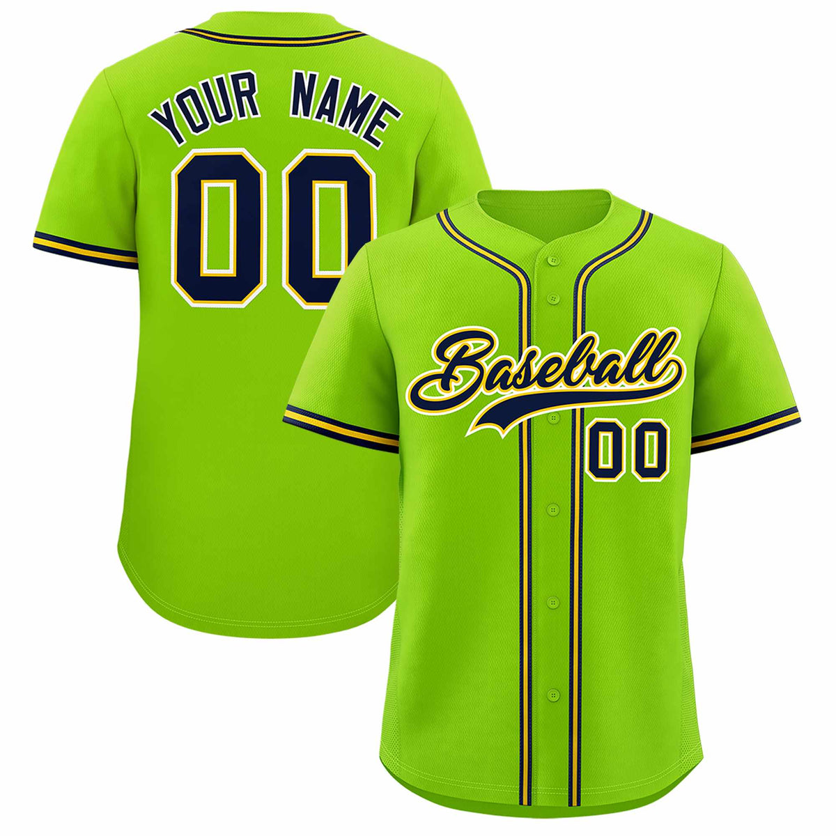 Custom Neon Green Classic Style Authentic Baseball Jersey