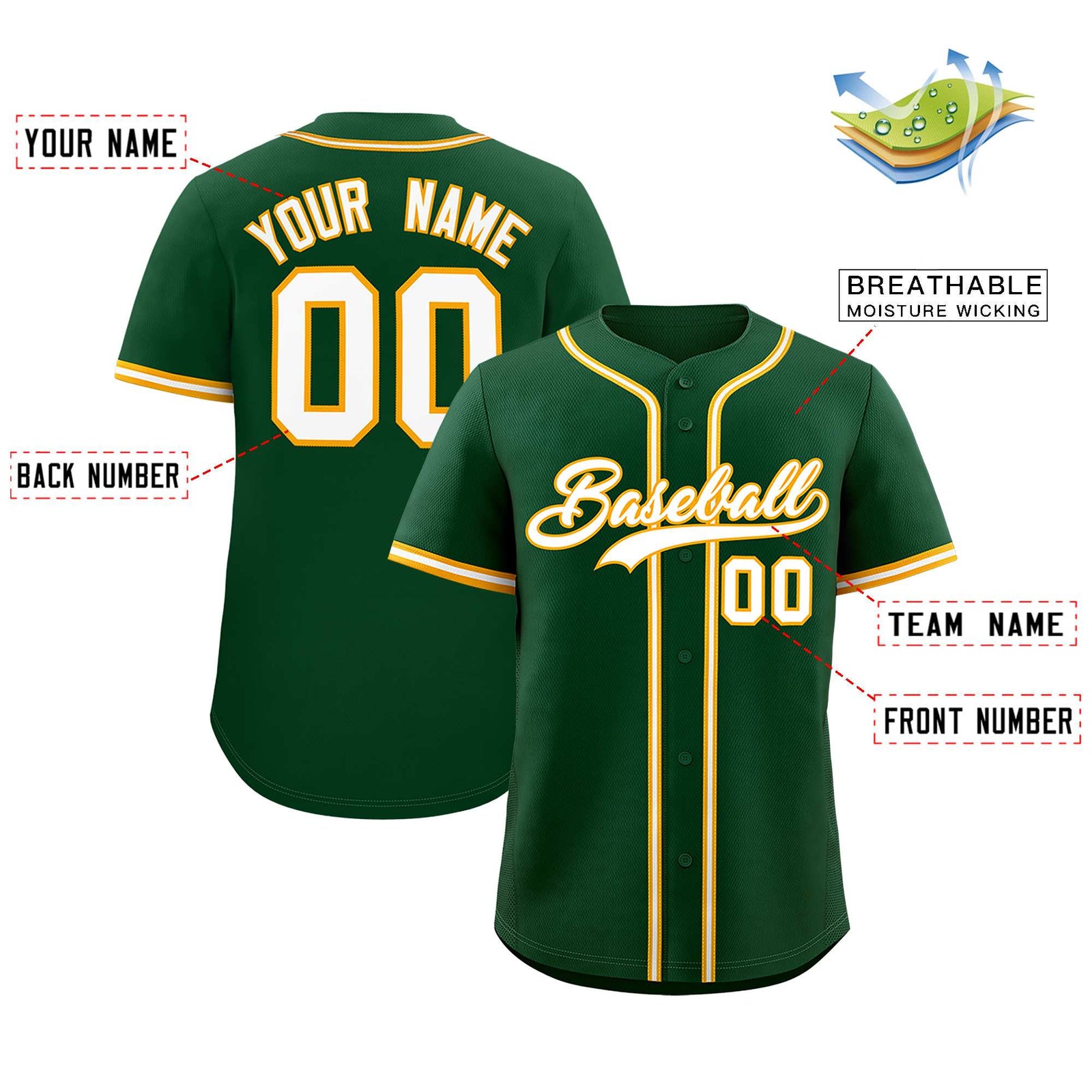 Custom Green Classic Style Authentic Baseball Jersey