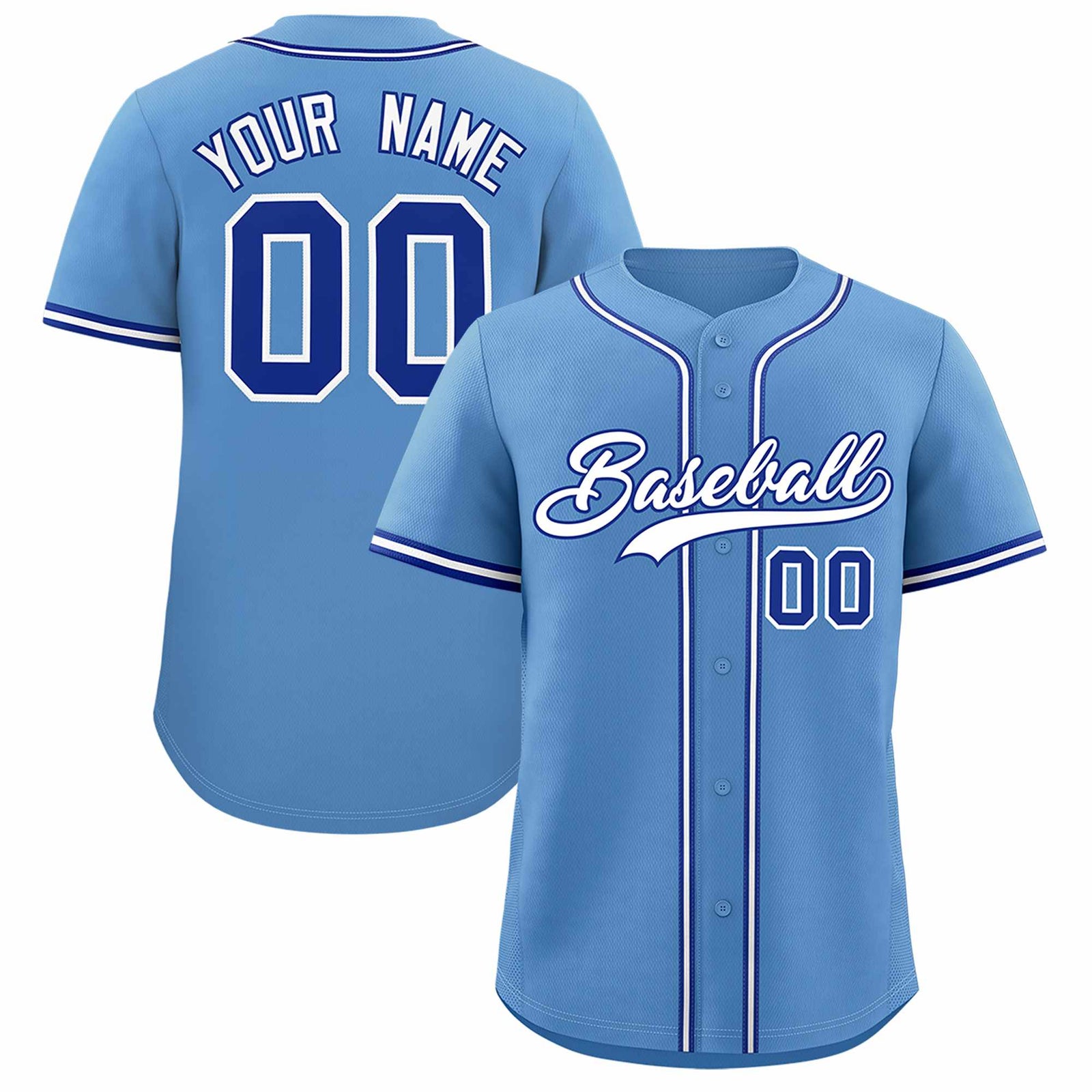 Custom Light Blue Classic Style Authentic Baseball Jersey