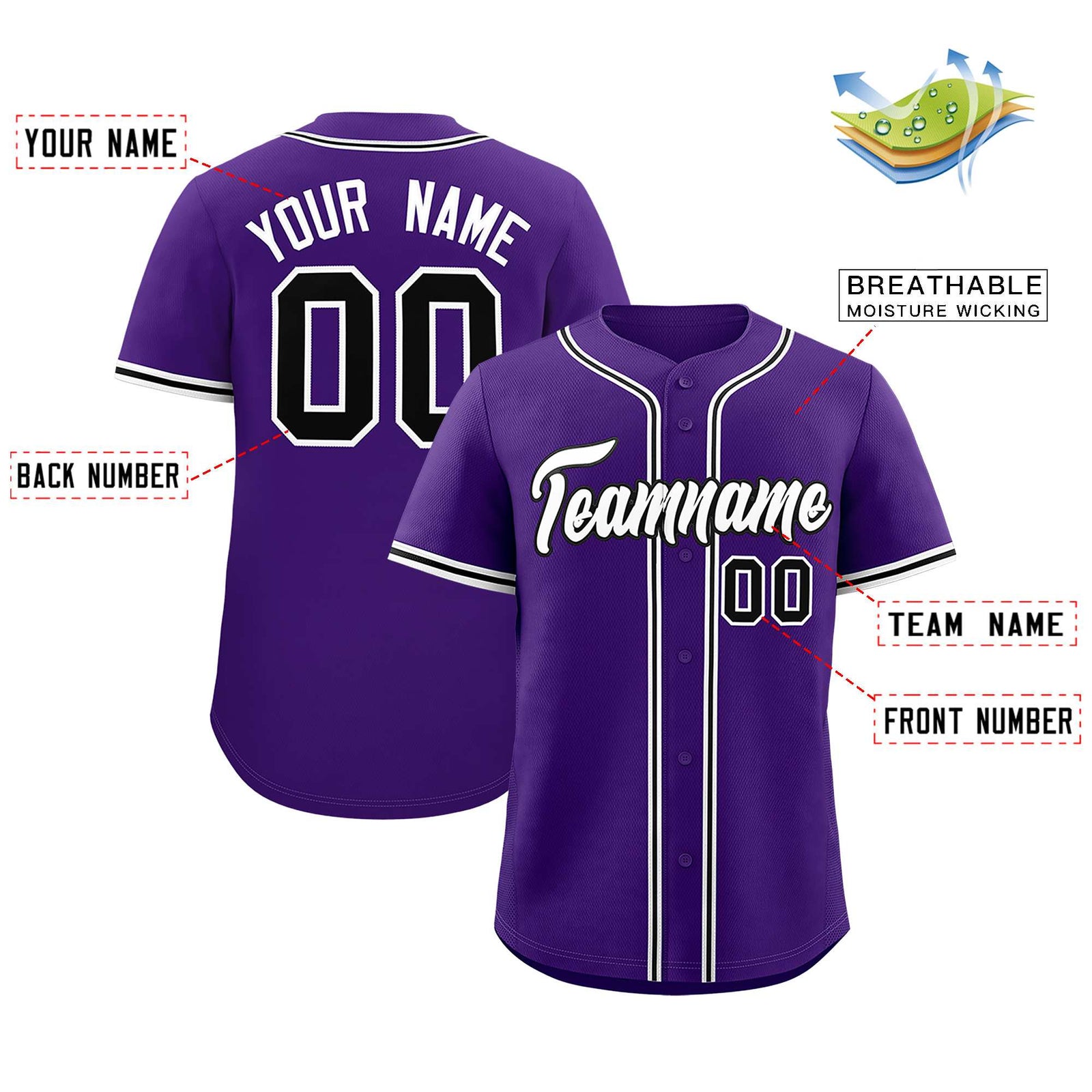 Custom Purple Classic Style Authentic Baseball Jersey