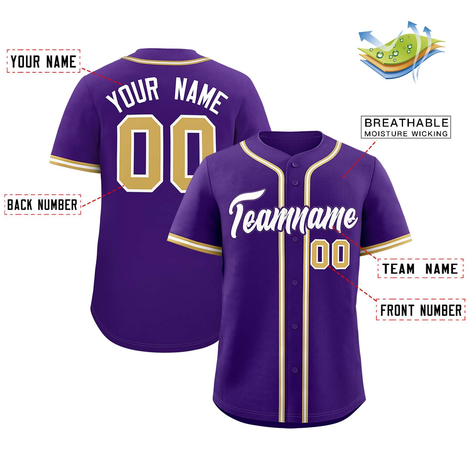 Custom Purple Classic Style Authentic Baseball Jersey