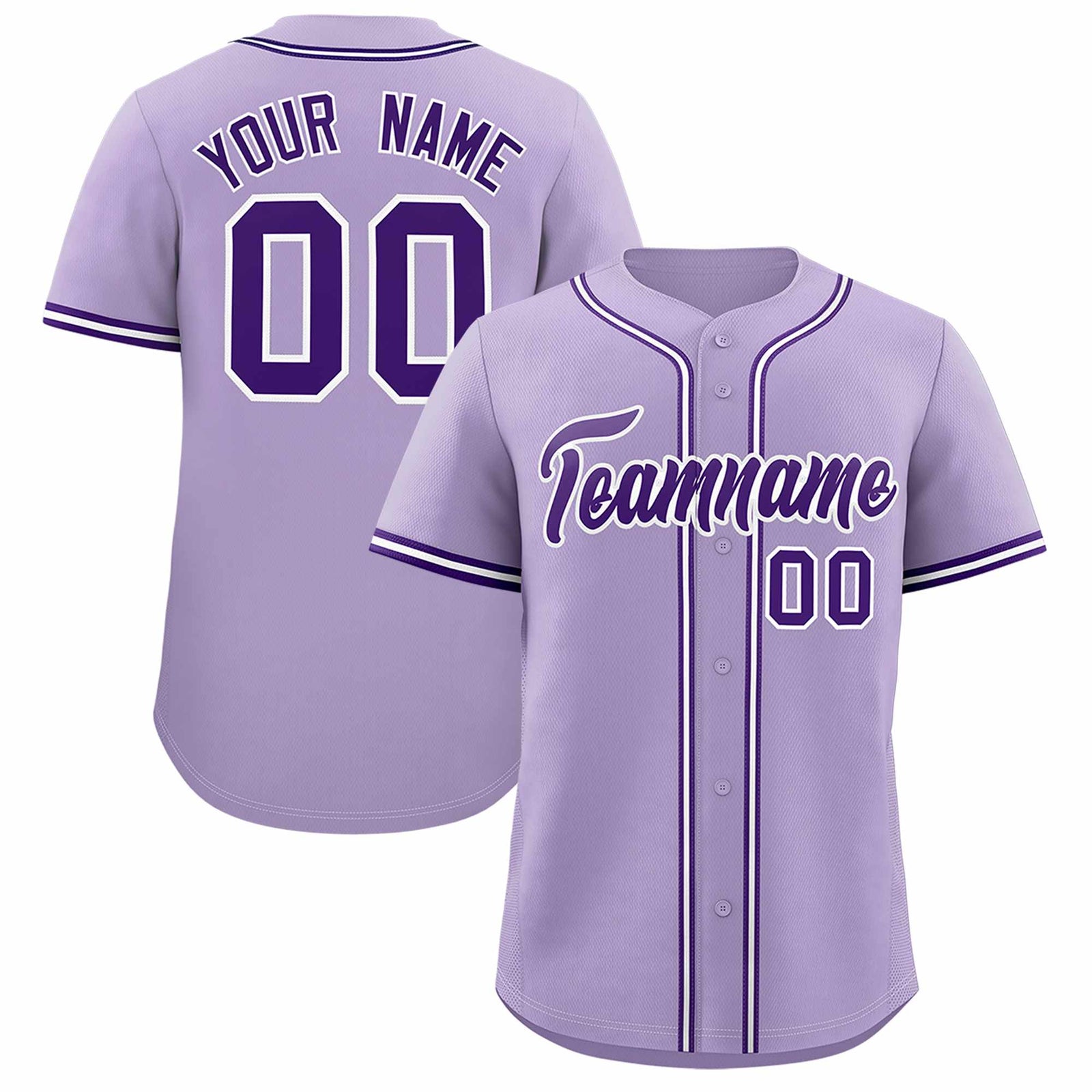 Custom Light Purple Classic Style Authentic Baseball Jersey