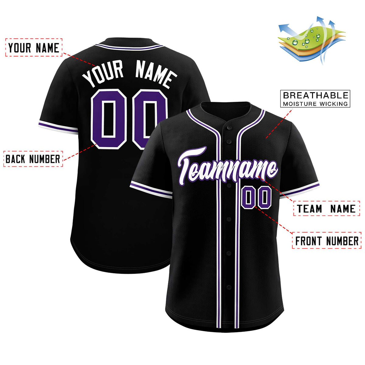 Custom Black Classic Style Authentic Baseball Jersey