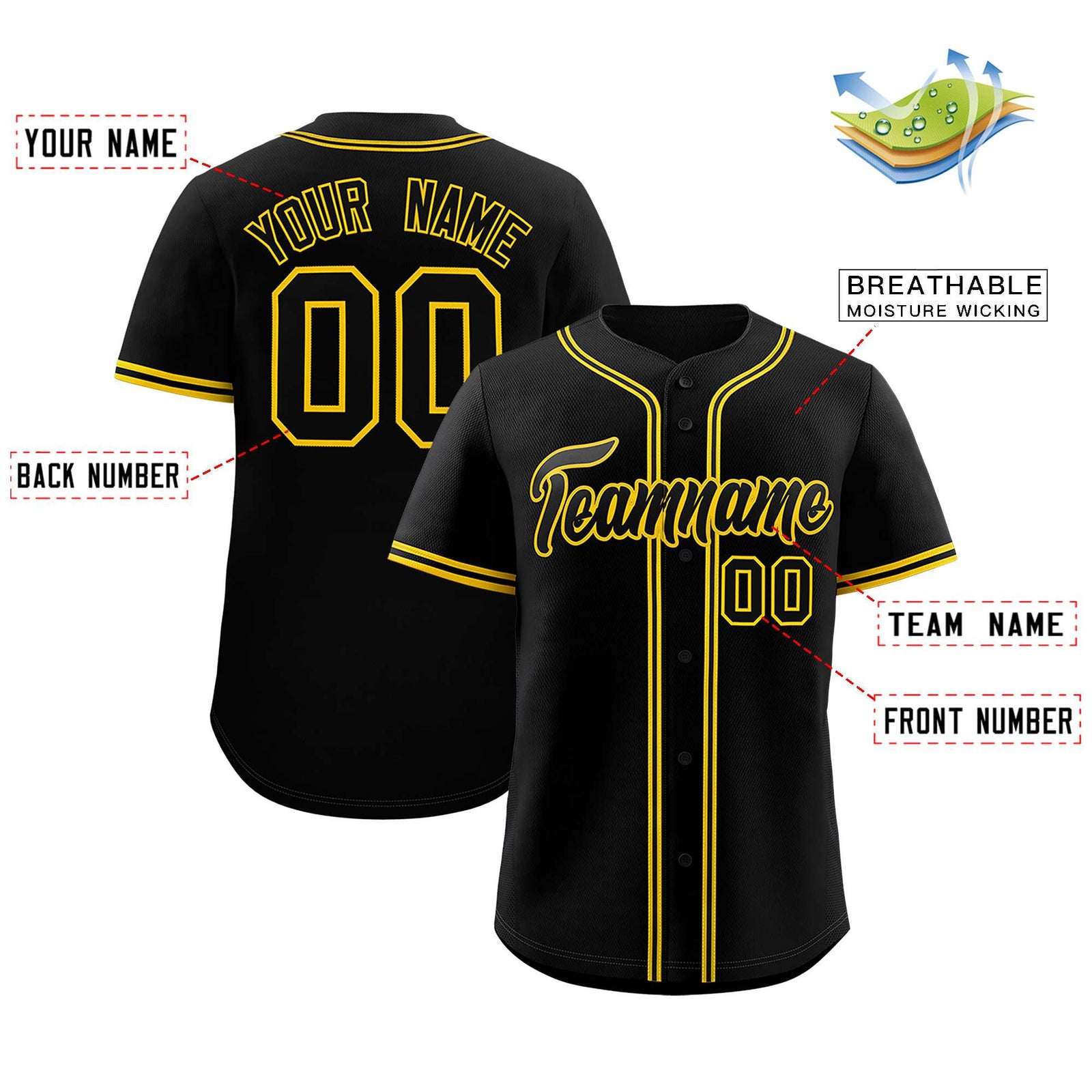 Custom Black Classic Style Authentic Baseball Jersey