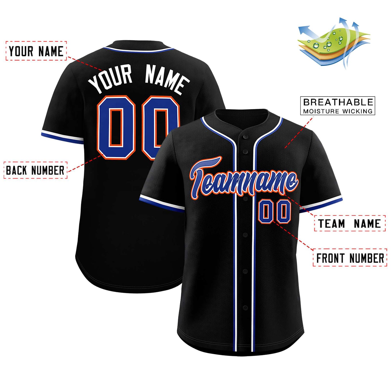 Custom Black Classic Style Authentic Baseball Jersey