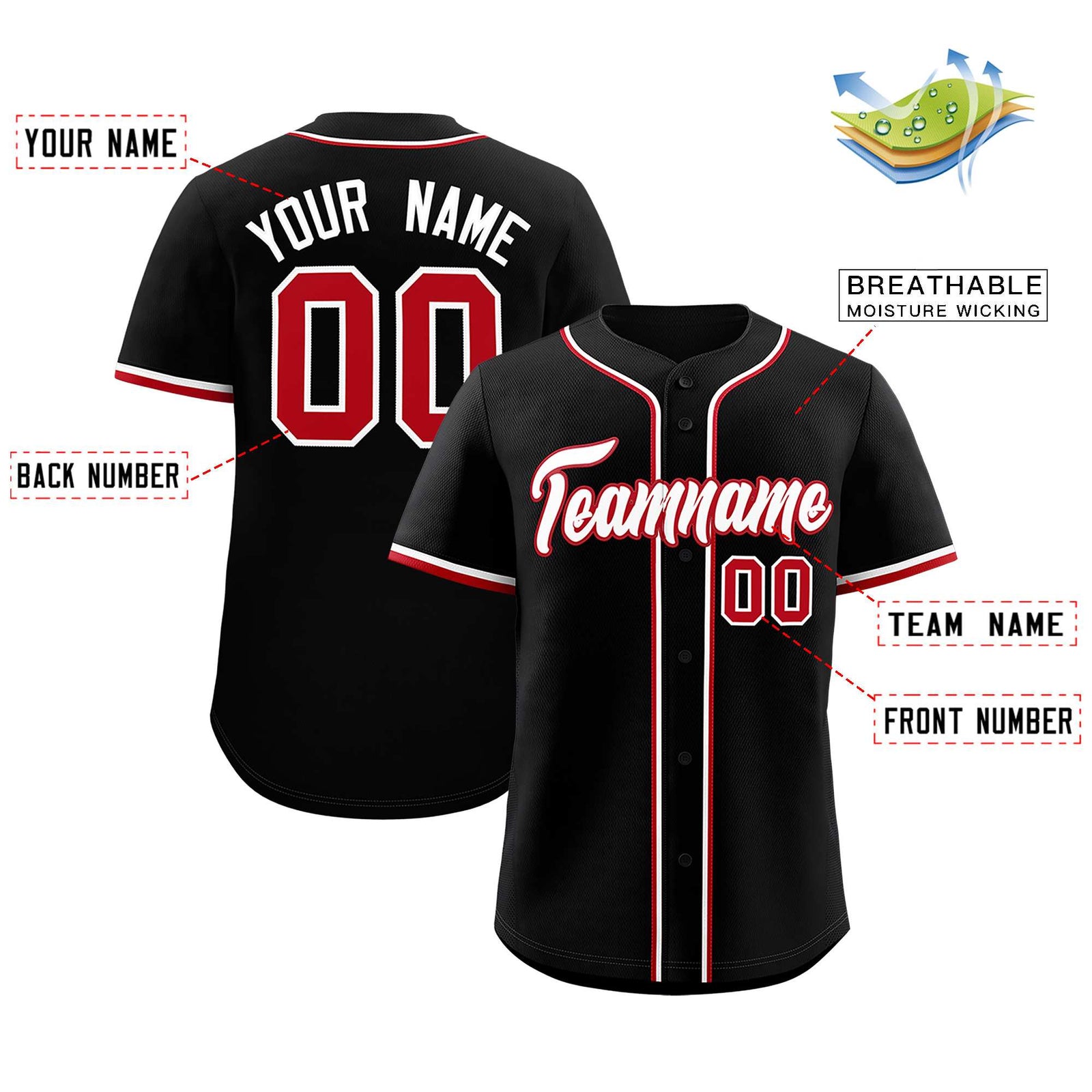 Custom Black Classic Style Authentic Baseball Jersey