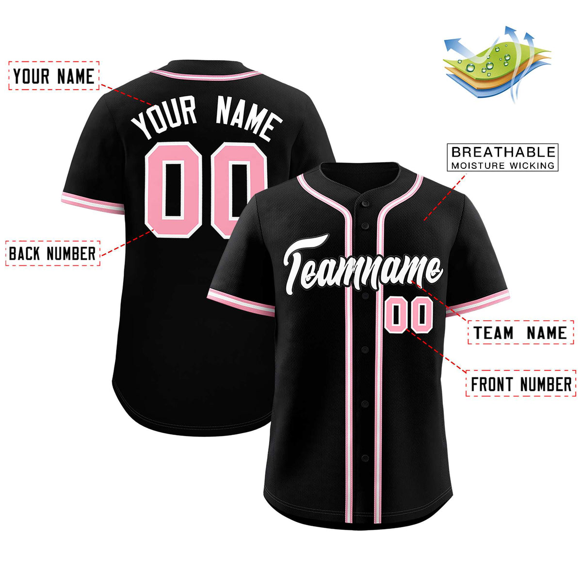 Custom Black Classic Style Authentic Baseball Jersey