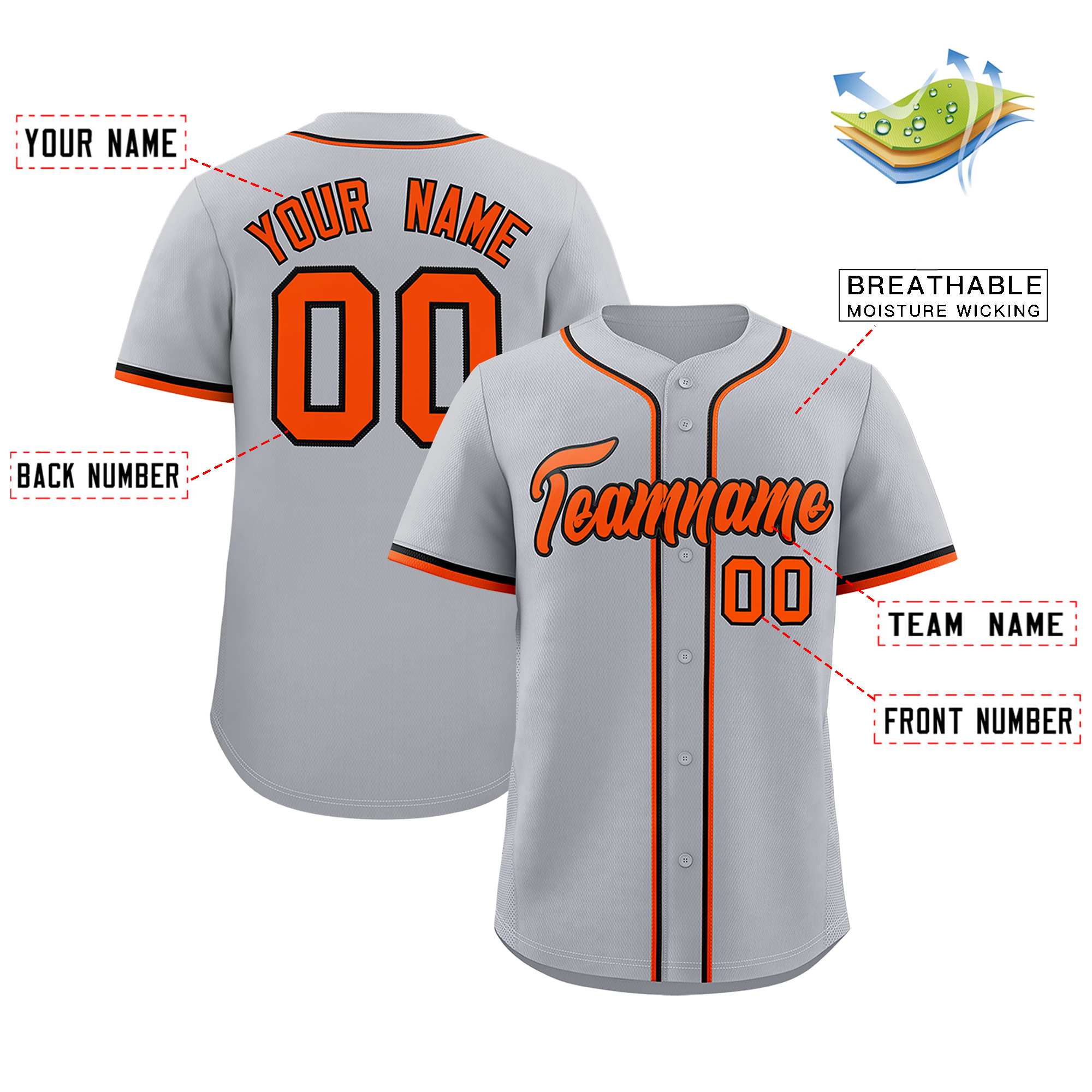 Custom Gray Classic Style Authentic Baseball Jersey