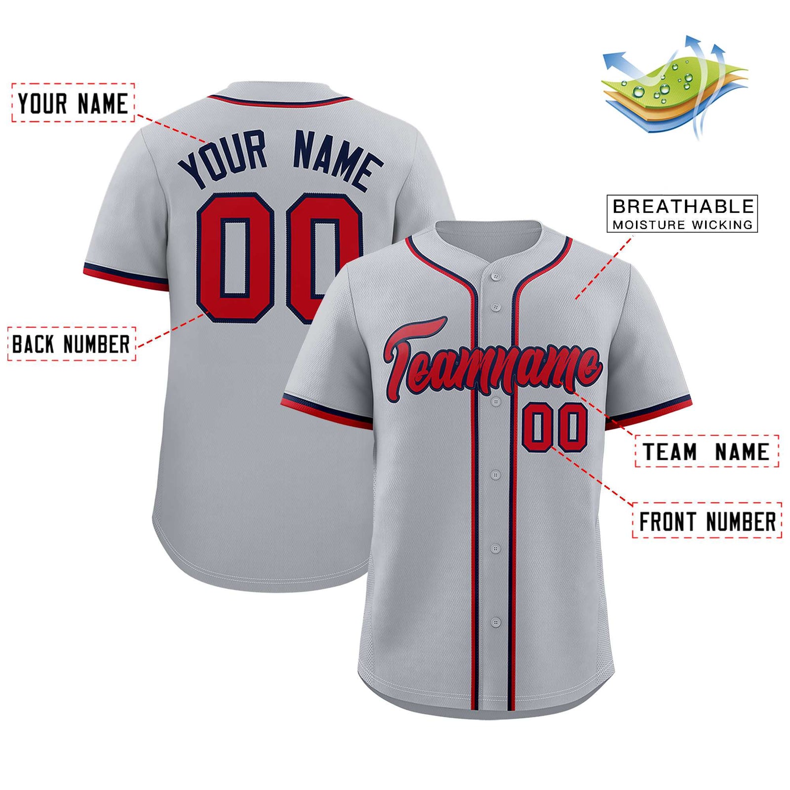 Custom Gray Classic Style Authentic Baseball Jersey