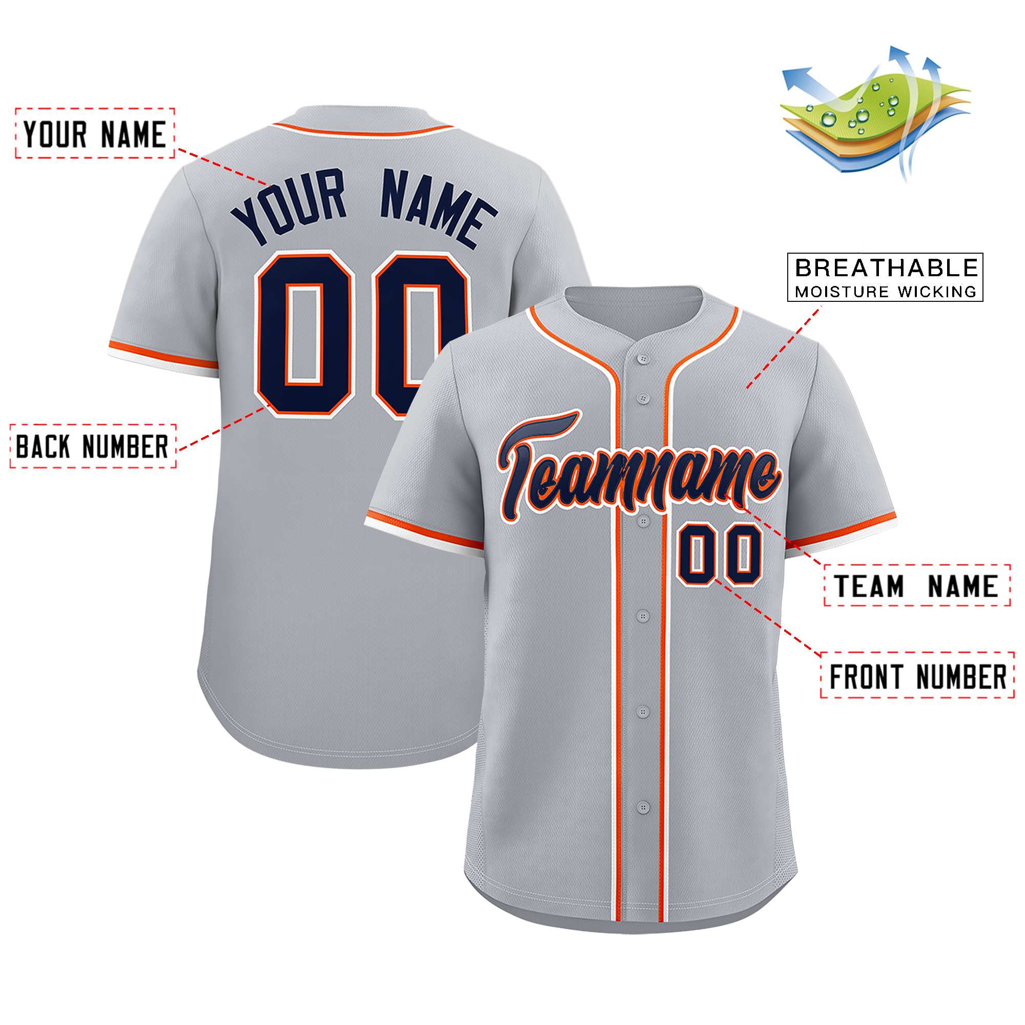 Custom Gray Classic Style Authentic Baseball Jersey