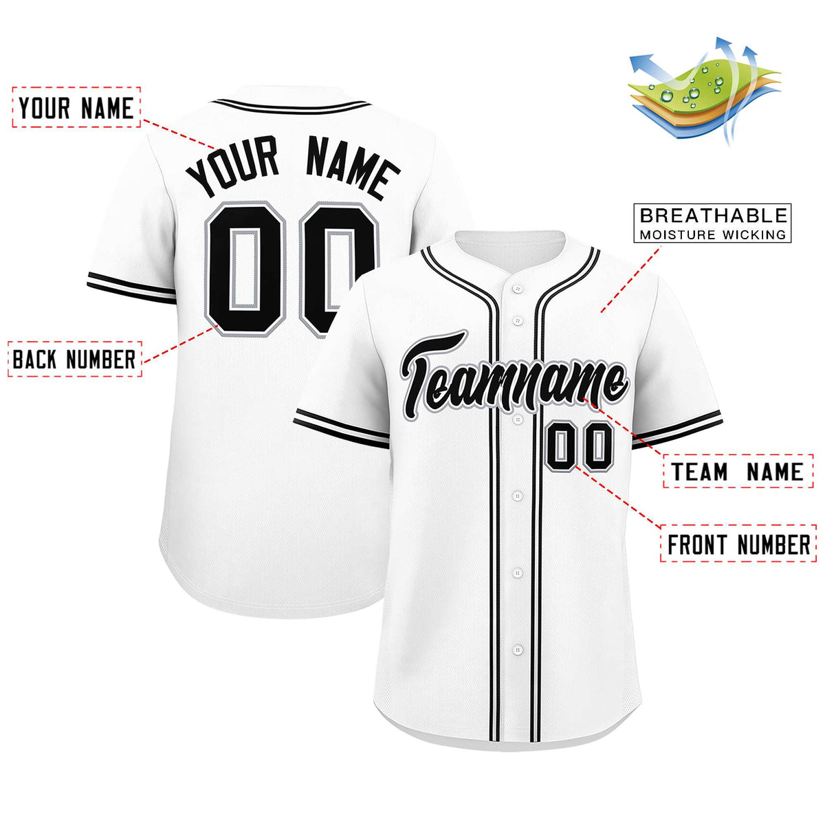 Custom White Classic Style Authentic Baseball Jersey