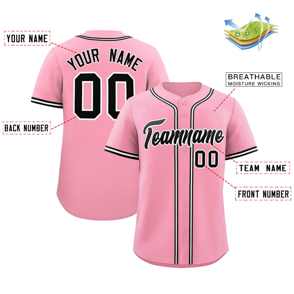 Custom Light Pink Classic Style Authentic Baseball Jersey