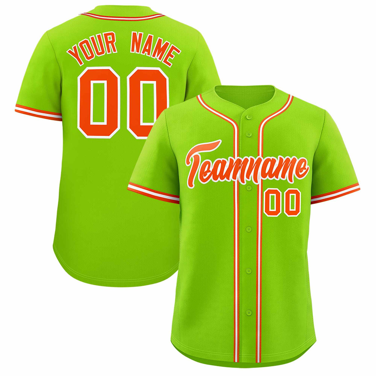 Custom Neon Green Classic Style Authentic Baseball Jersey