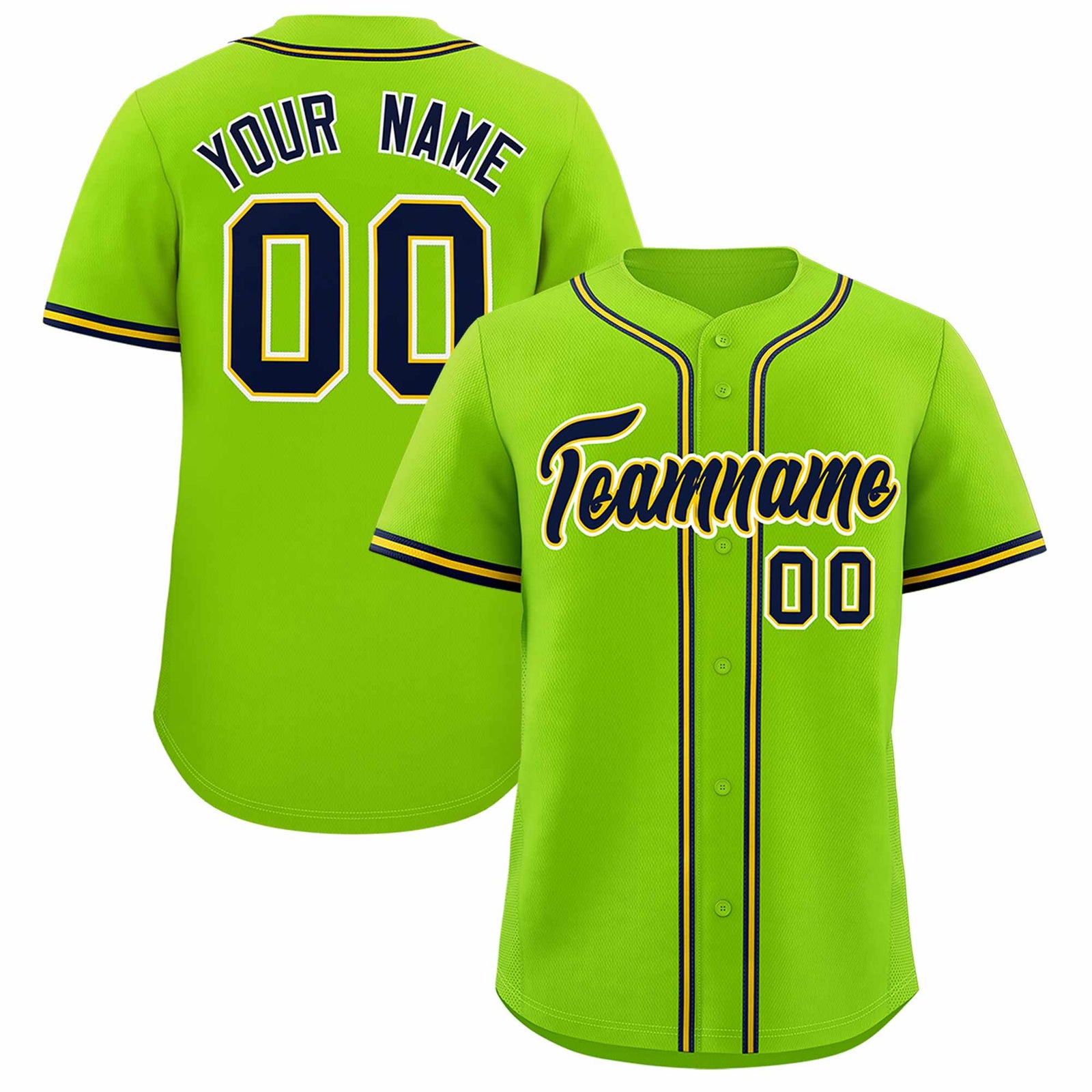 Custom Neon Green Classic Style Authentic Baseball Jersey