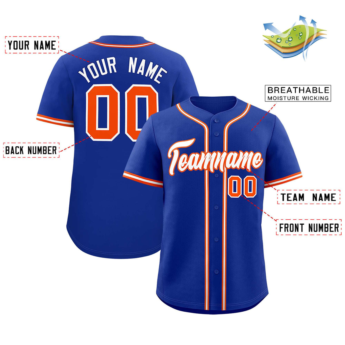 Custom Royal Classic Style Authentic Baseball Jersey