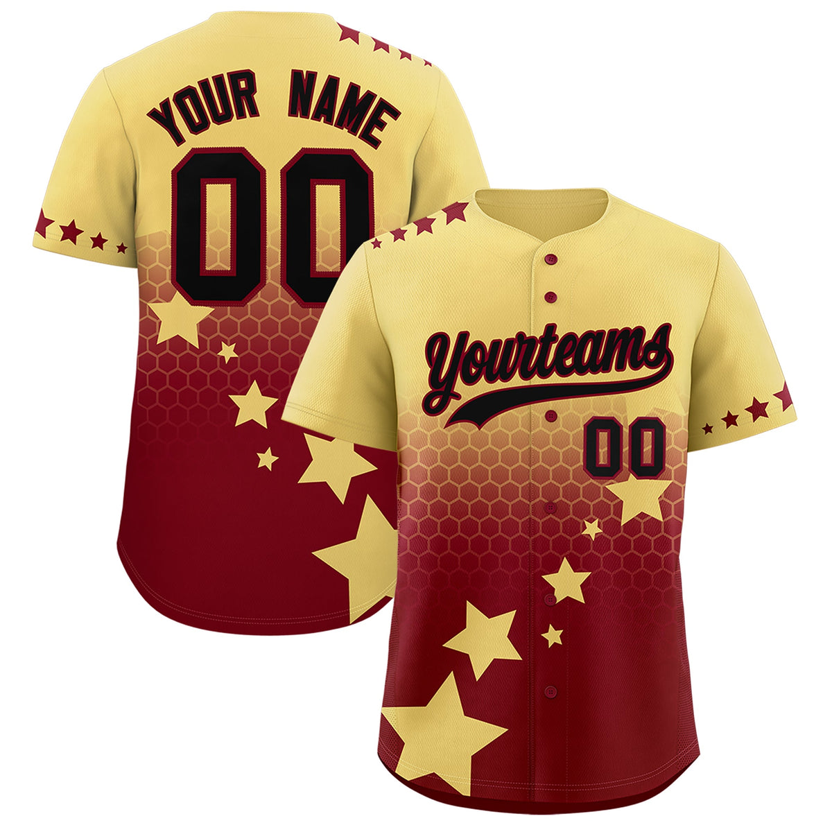 Custom Khaki Crimson Black Rising Stars Series Gradient Fashion Baseball Jersey| KXKSHOP